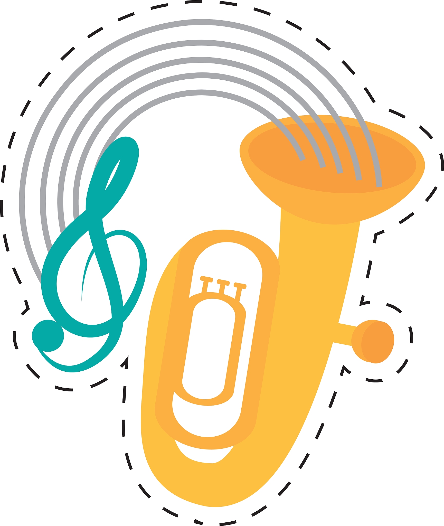 tuba wind brass music instrument dotted line