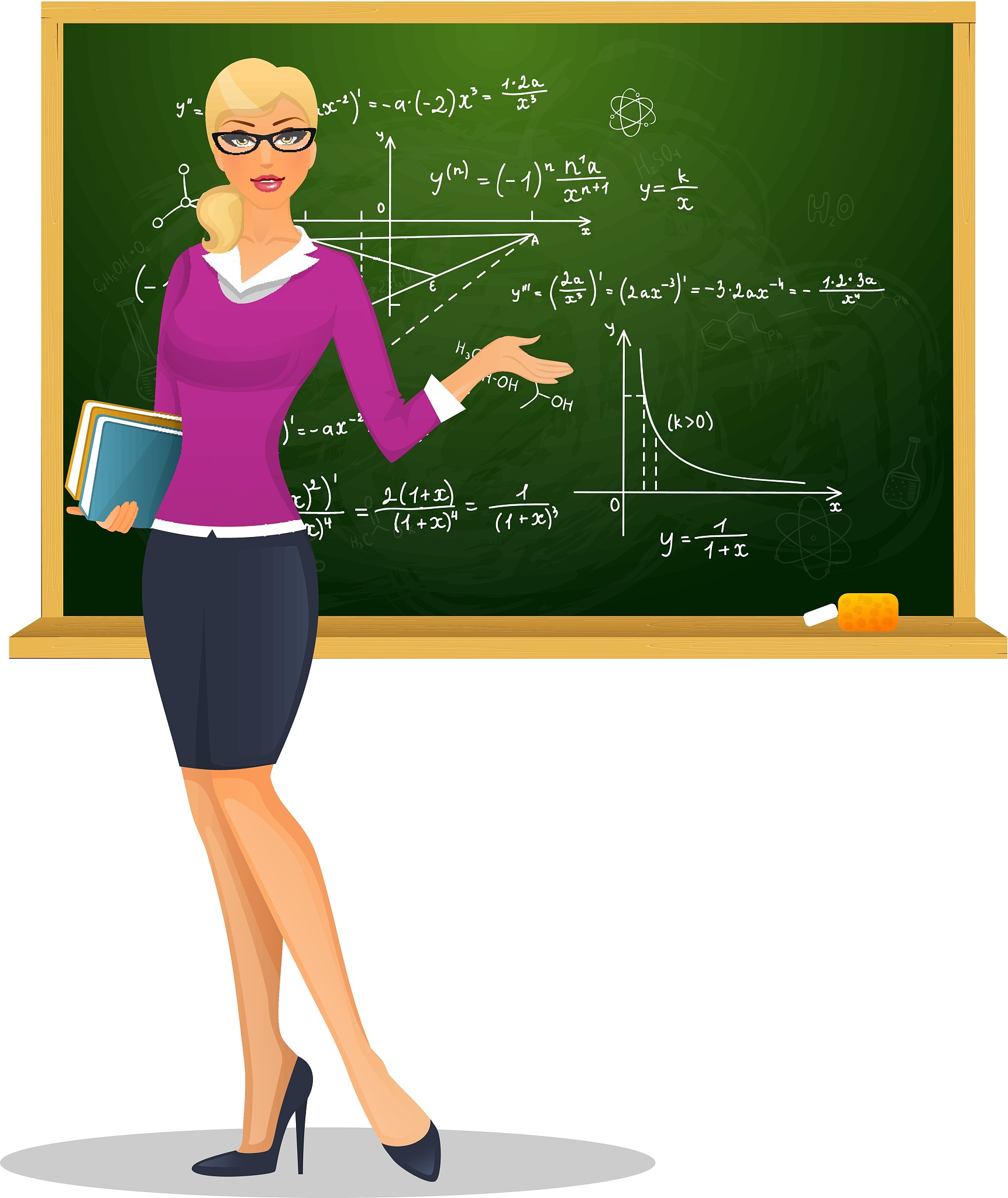 female teacher with blackboard