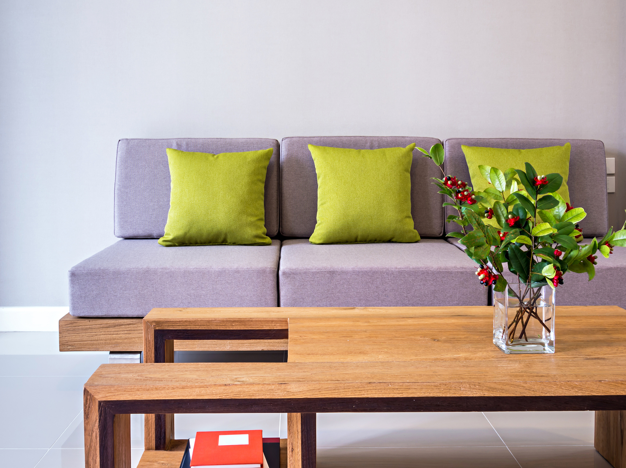 modern living room decorations with a vase and couch