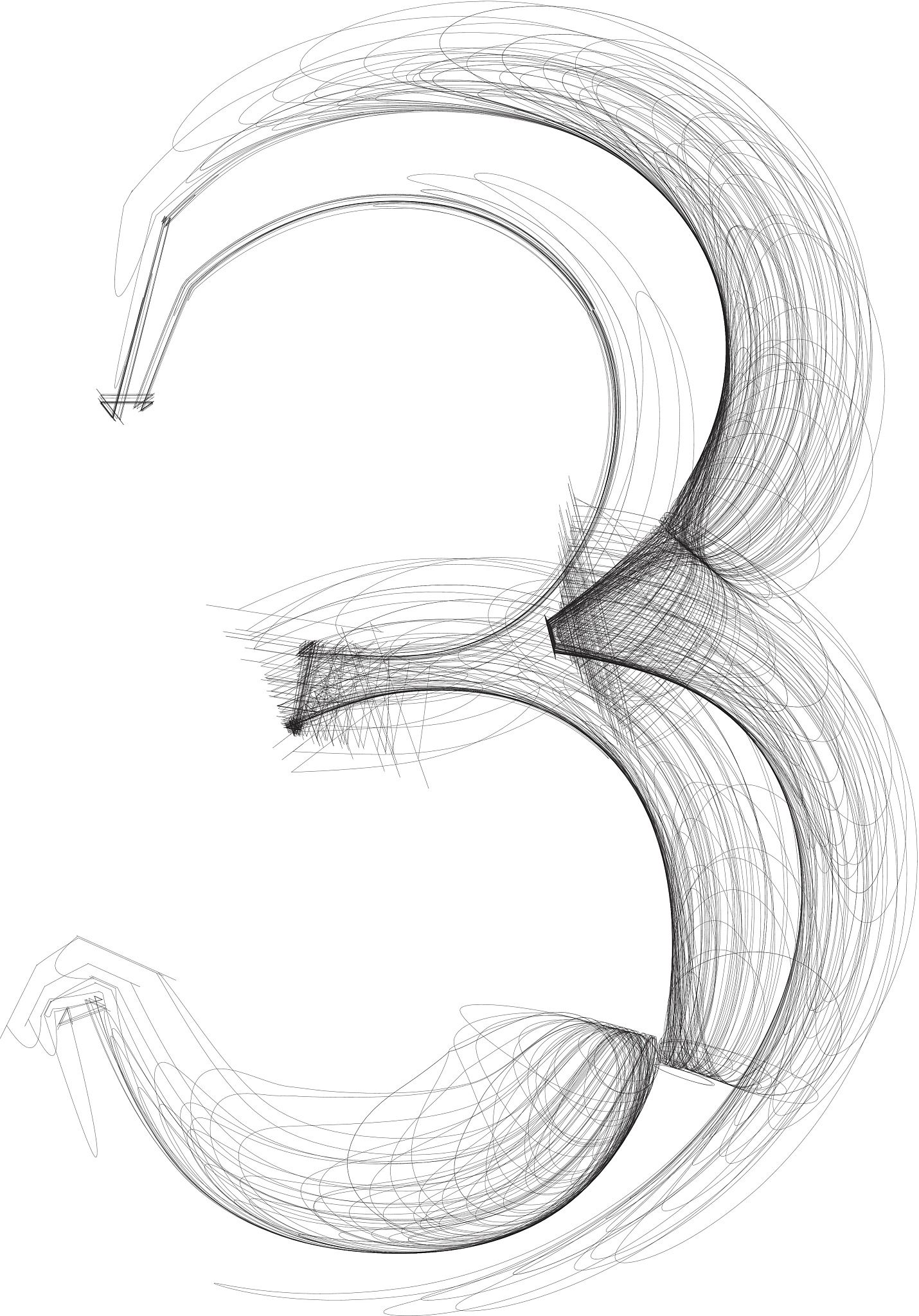 hand draw font. number 3. vector illustration