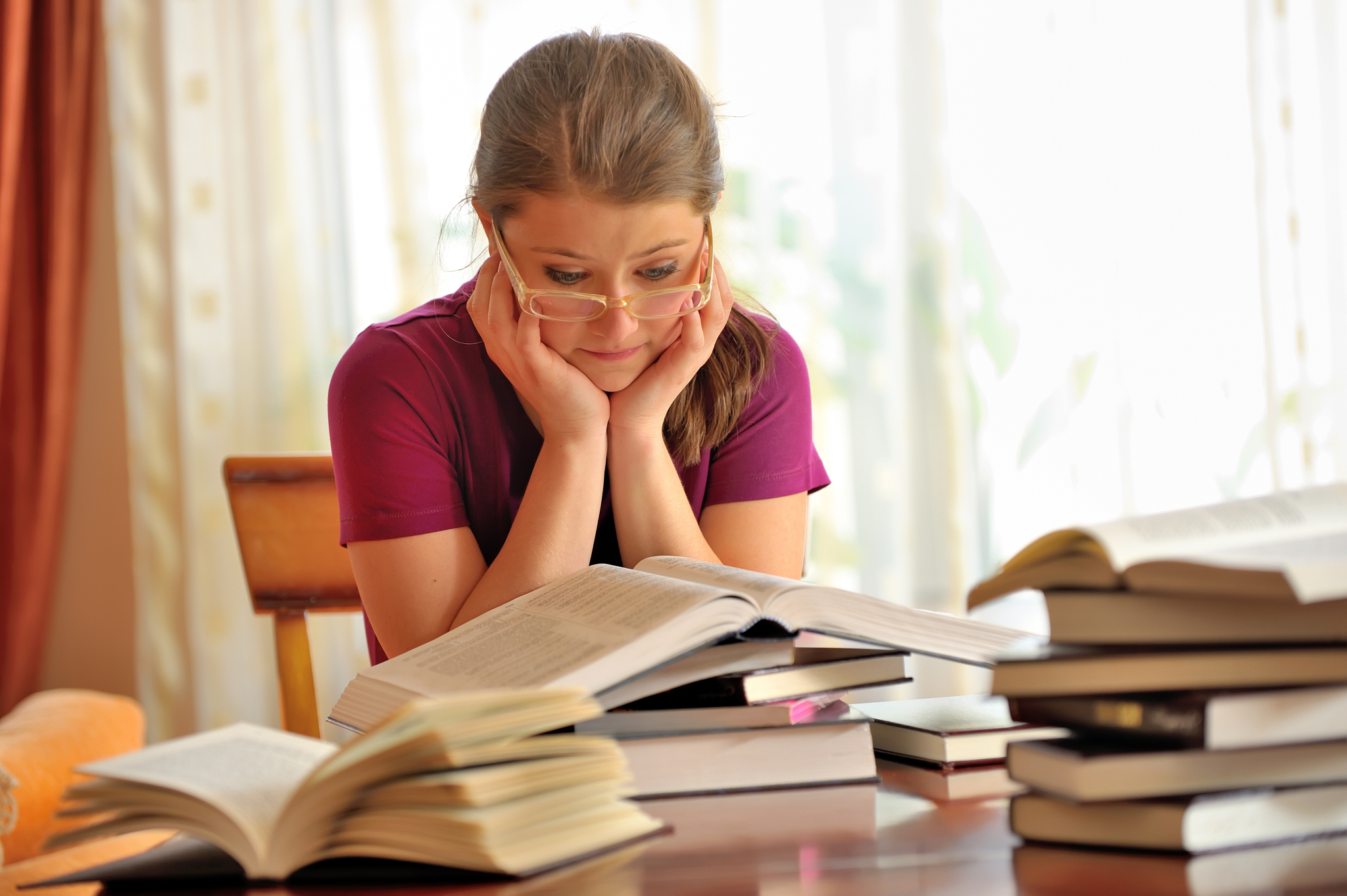 teenage girl studying
