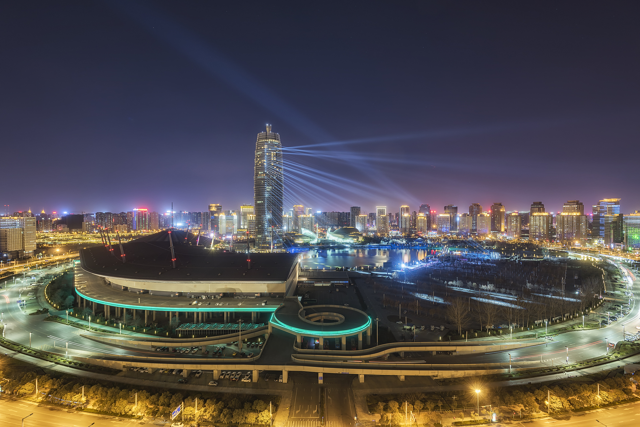 <strong>郑州</strong>,夜晚,灯光秀,会议中心,郑东新区,国内著名景点,商务,技术,户外