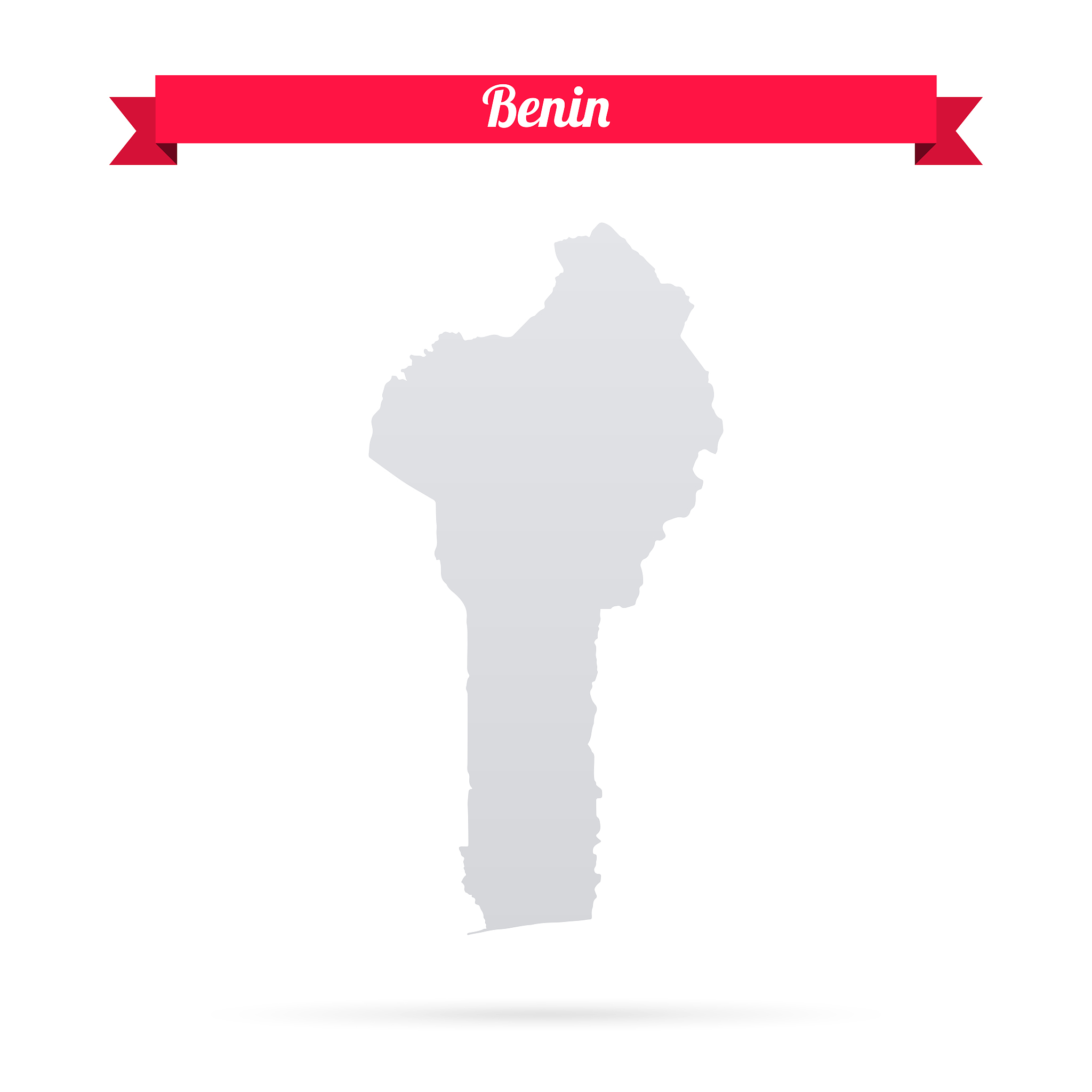 benin map on white background with red banner