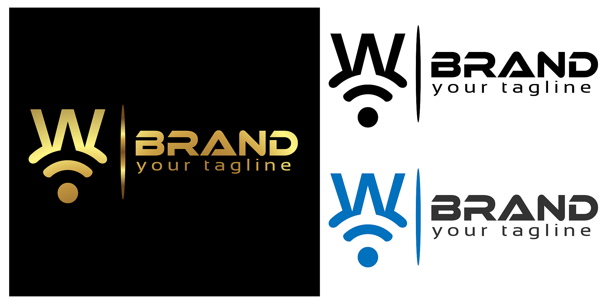 w online logo template, stock logo template.
