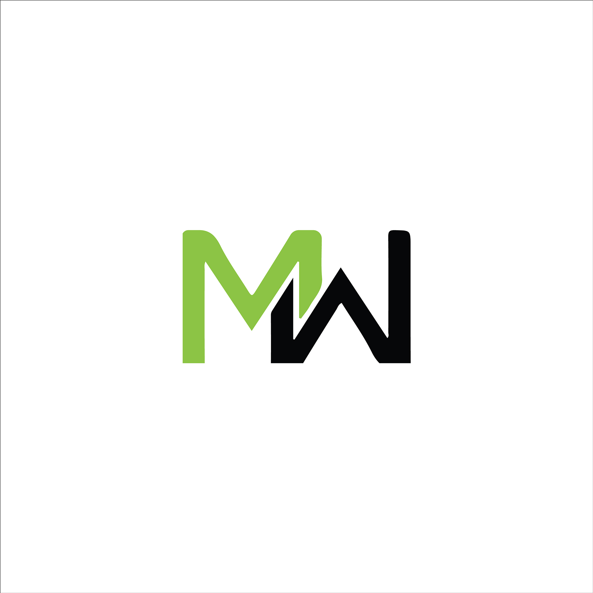 initial letter mw or wm logo design template