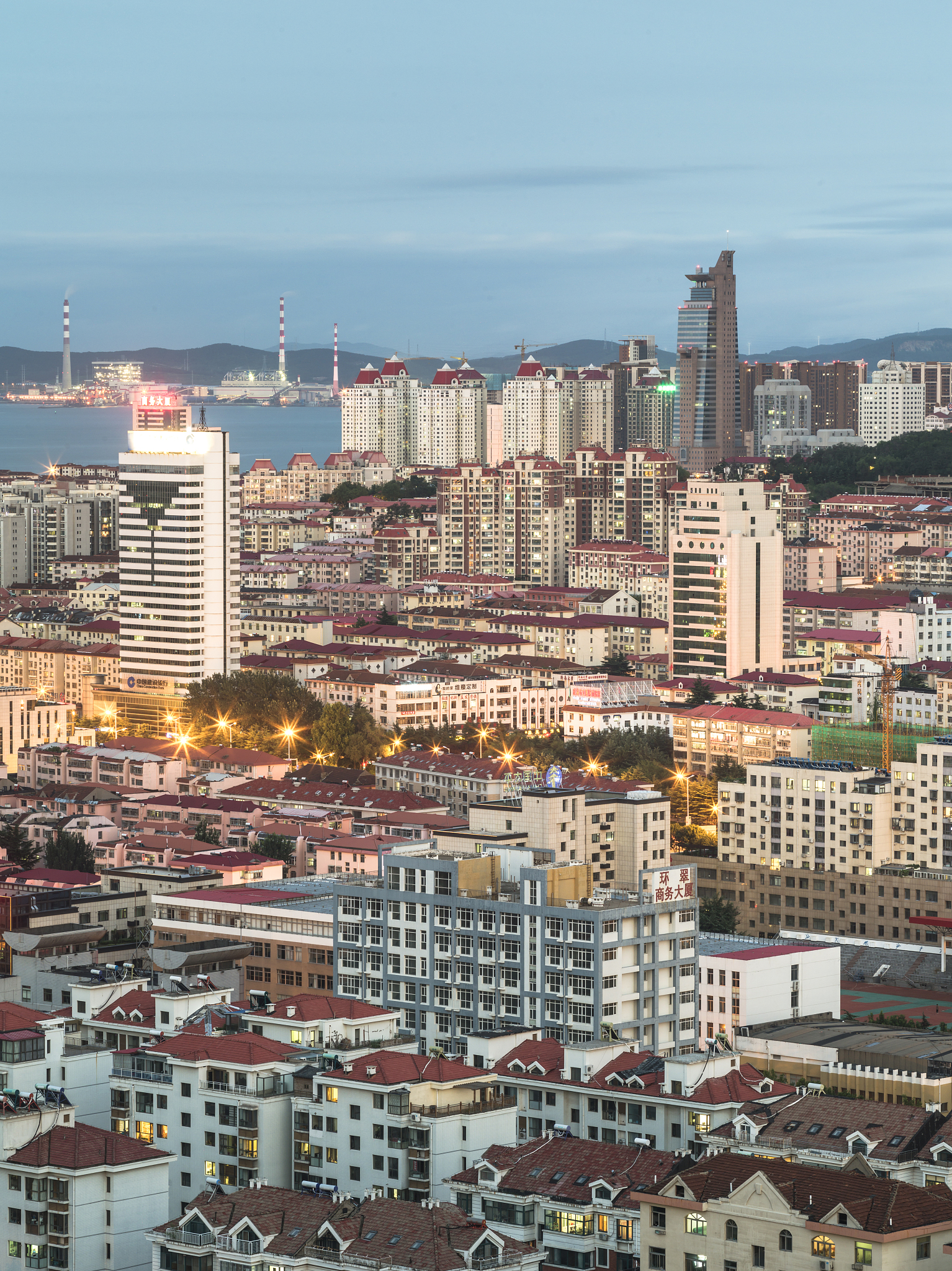 威海市中心全景图鸟瞰