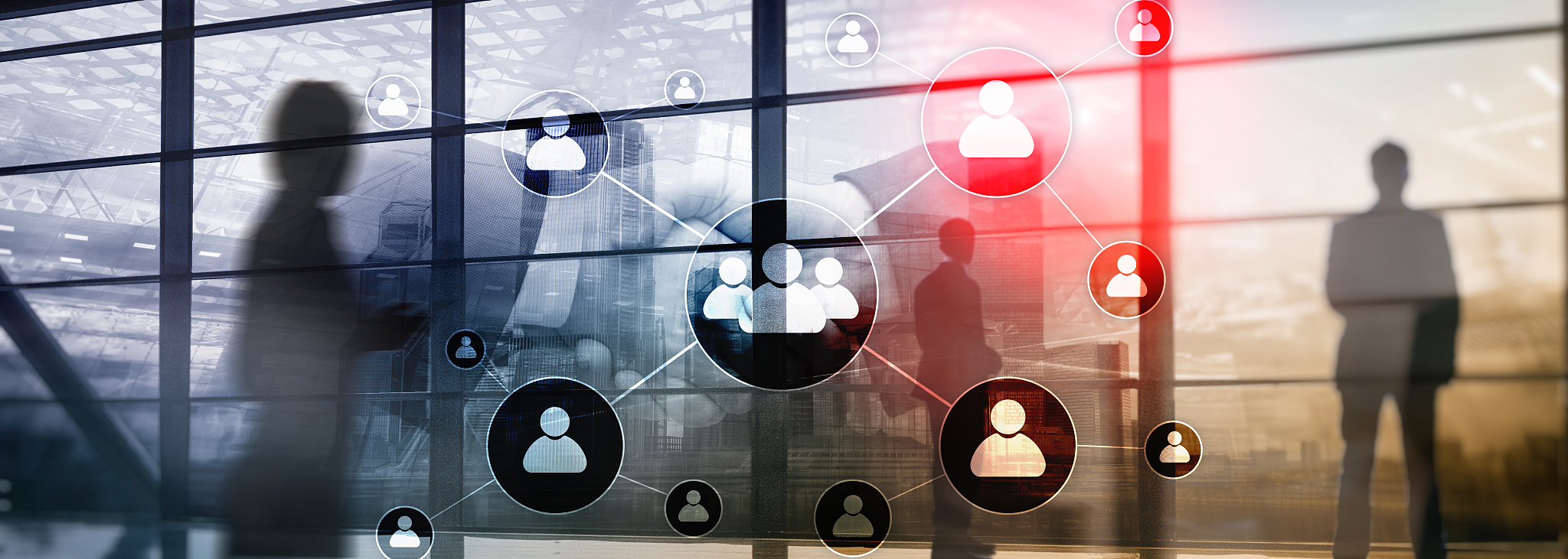 hr - human resources management concept on blurred business cent
