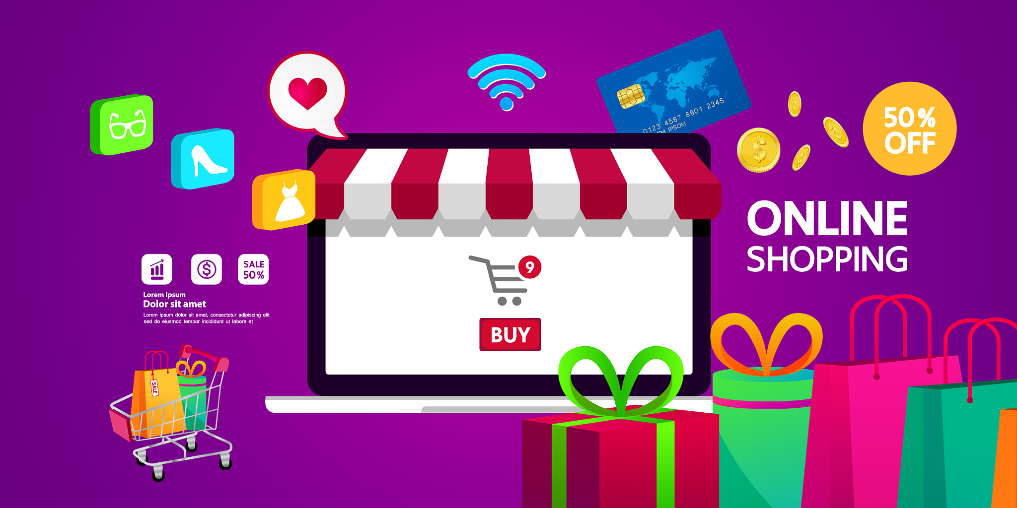 shopping online on website or mobile application