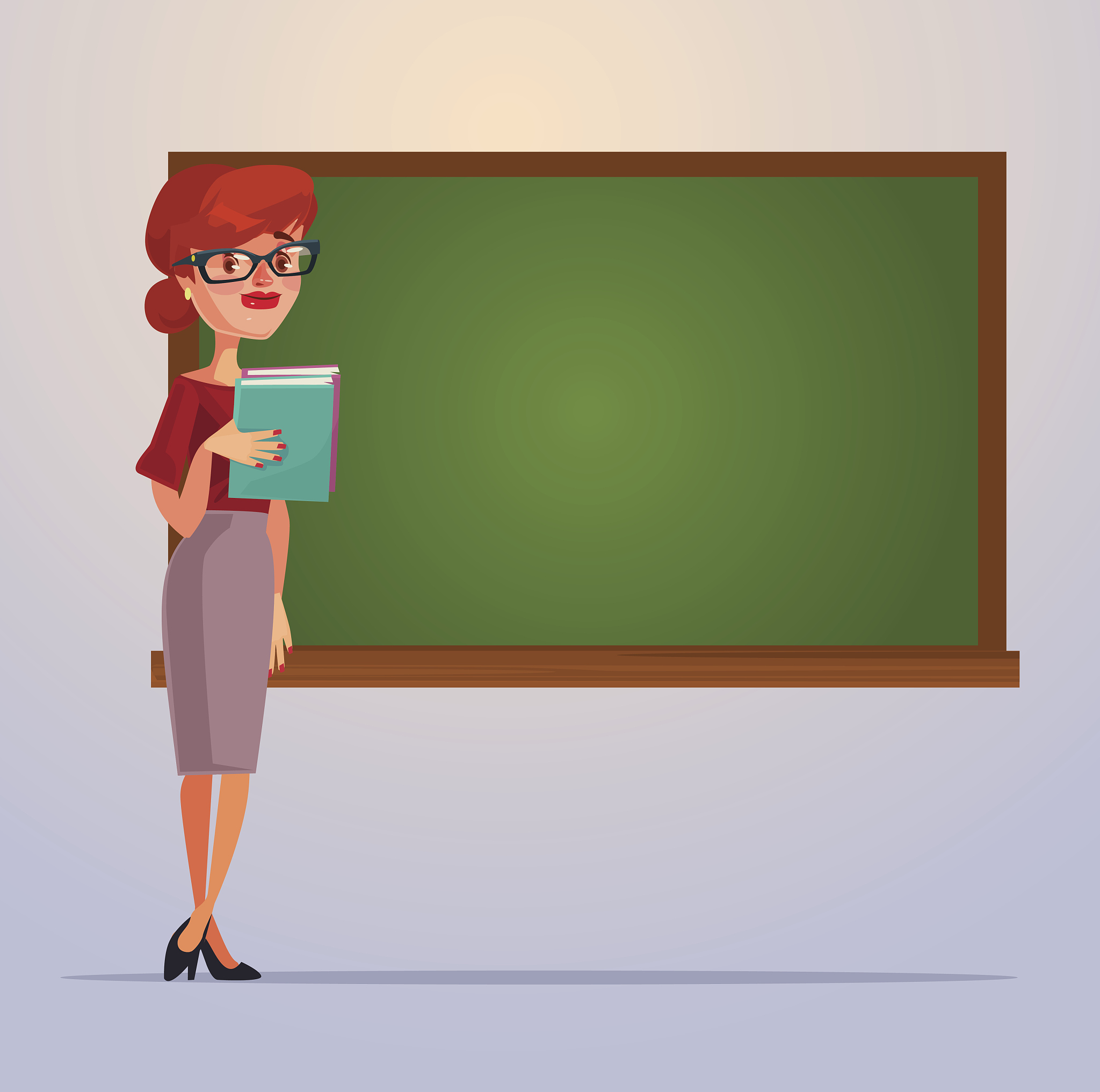 happy smiling school teacher woman character
