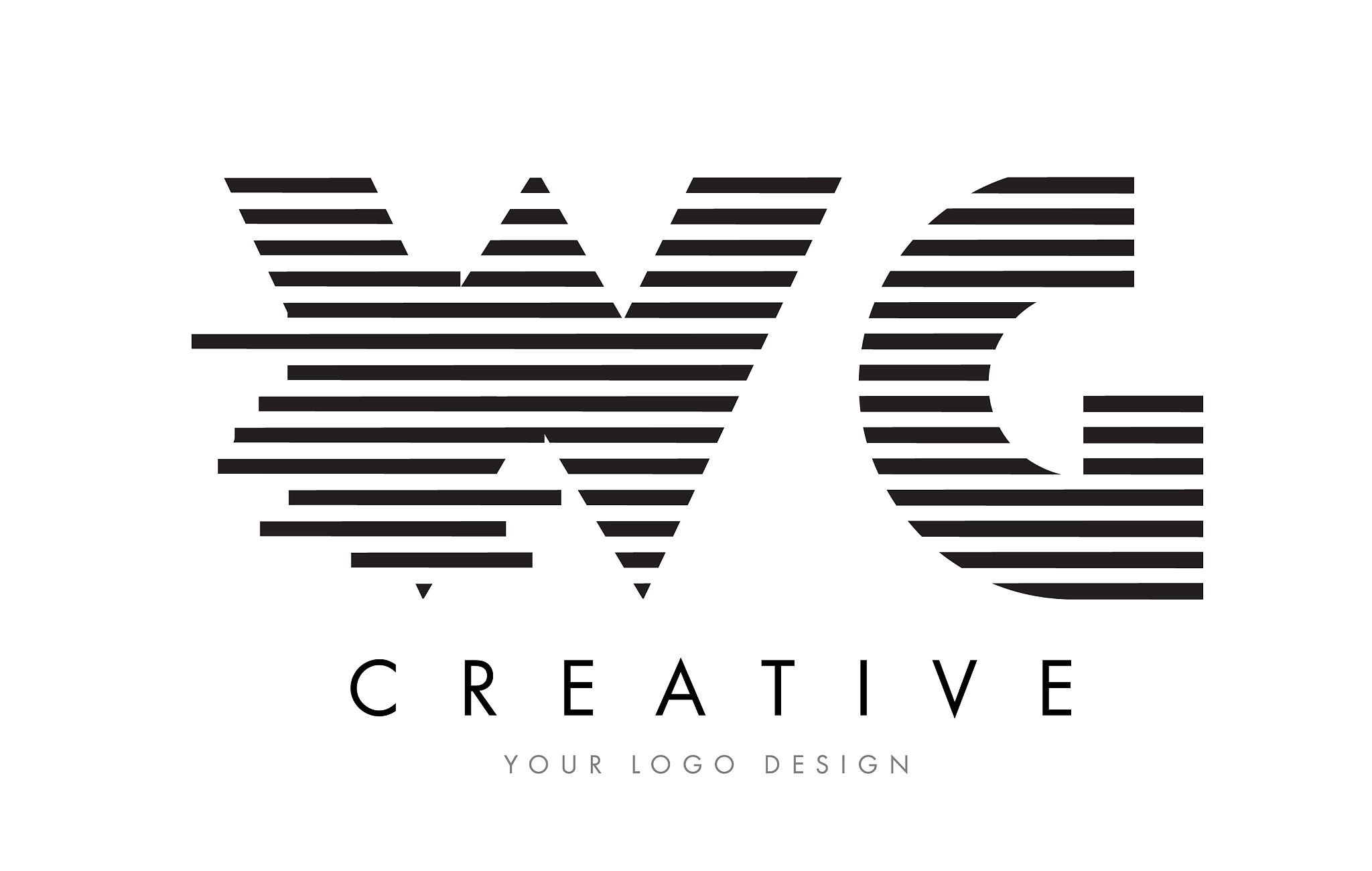 wg w g zebra letter logo design with black and