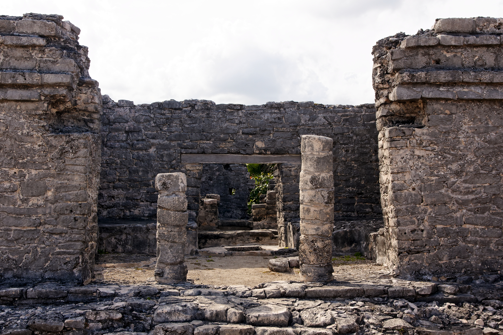 remains of a mayan portal at tulum