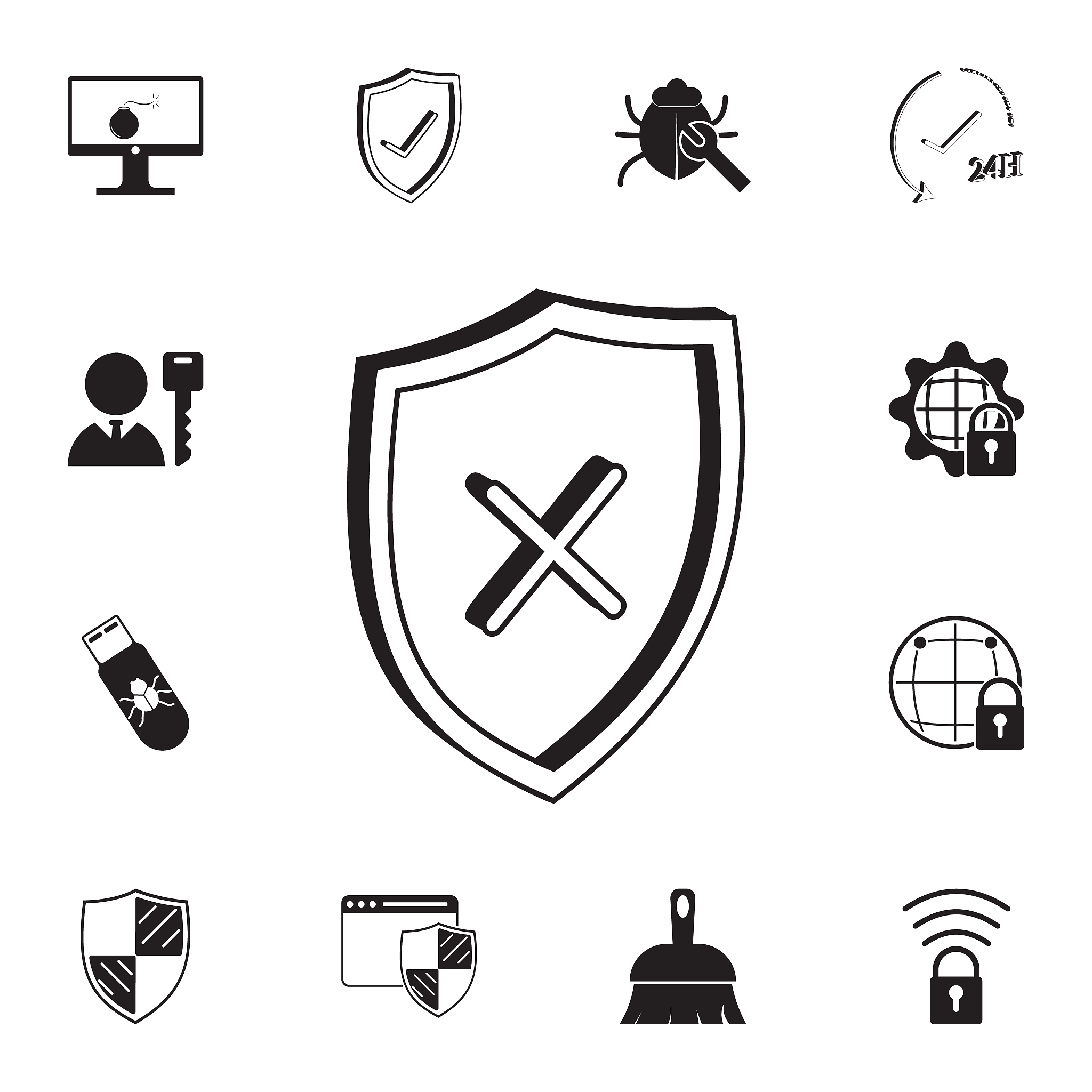 protection is absent icon. detailed set of cyber security icons.