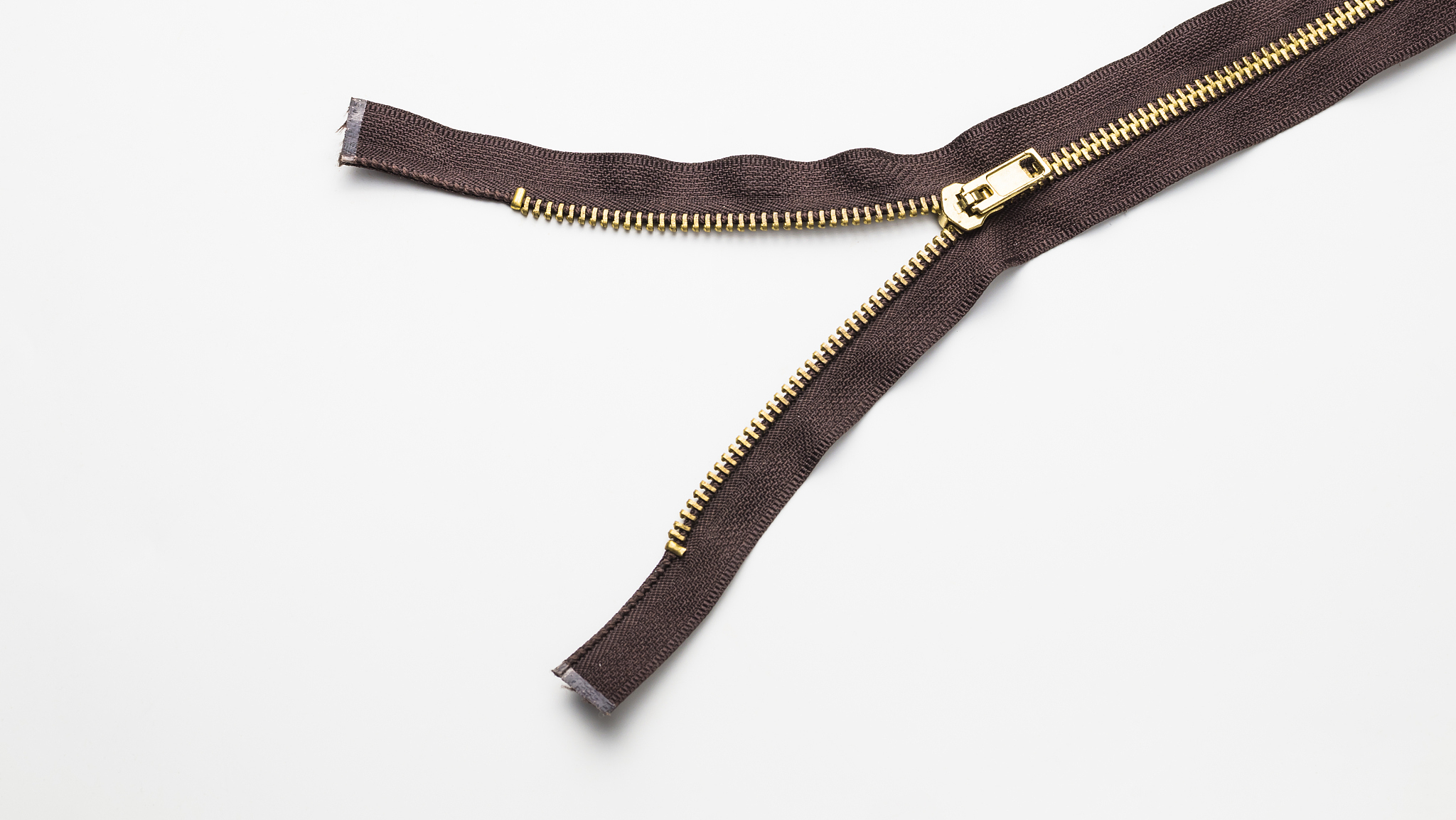isolated brown zip on white background