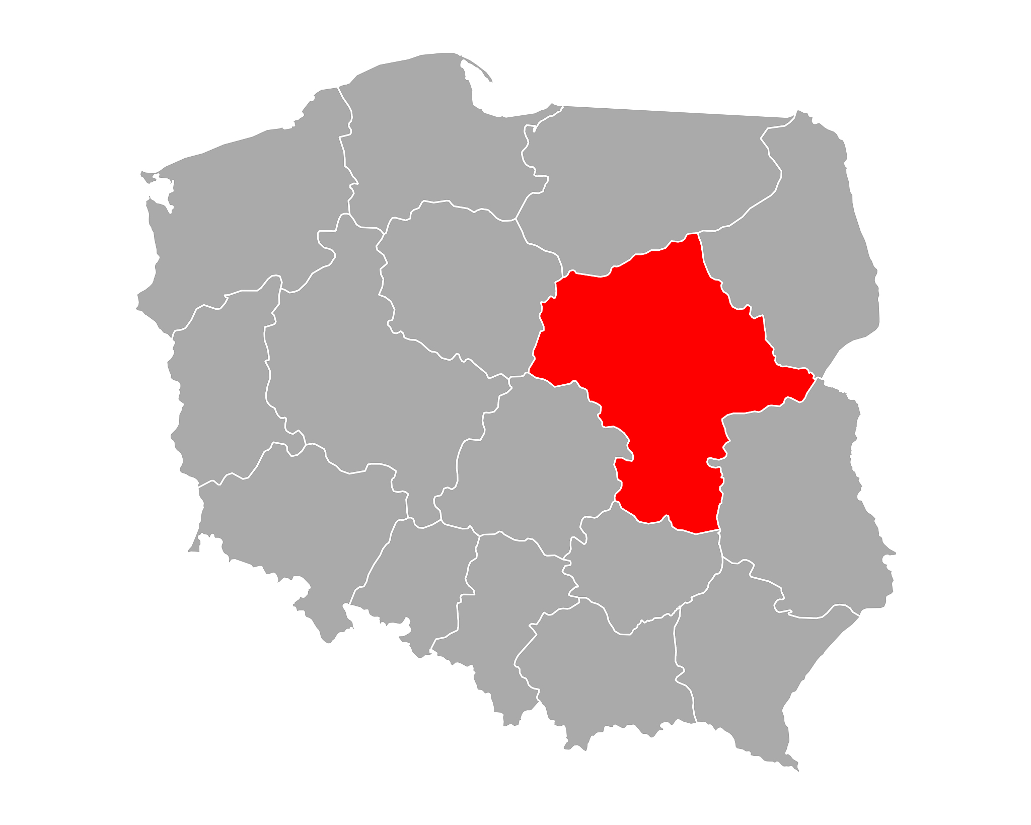 map of mazowieckie in poland