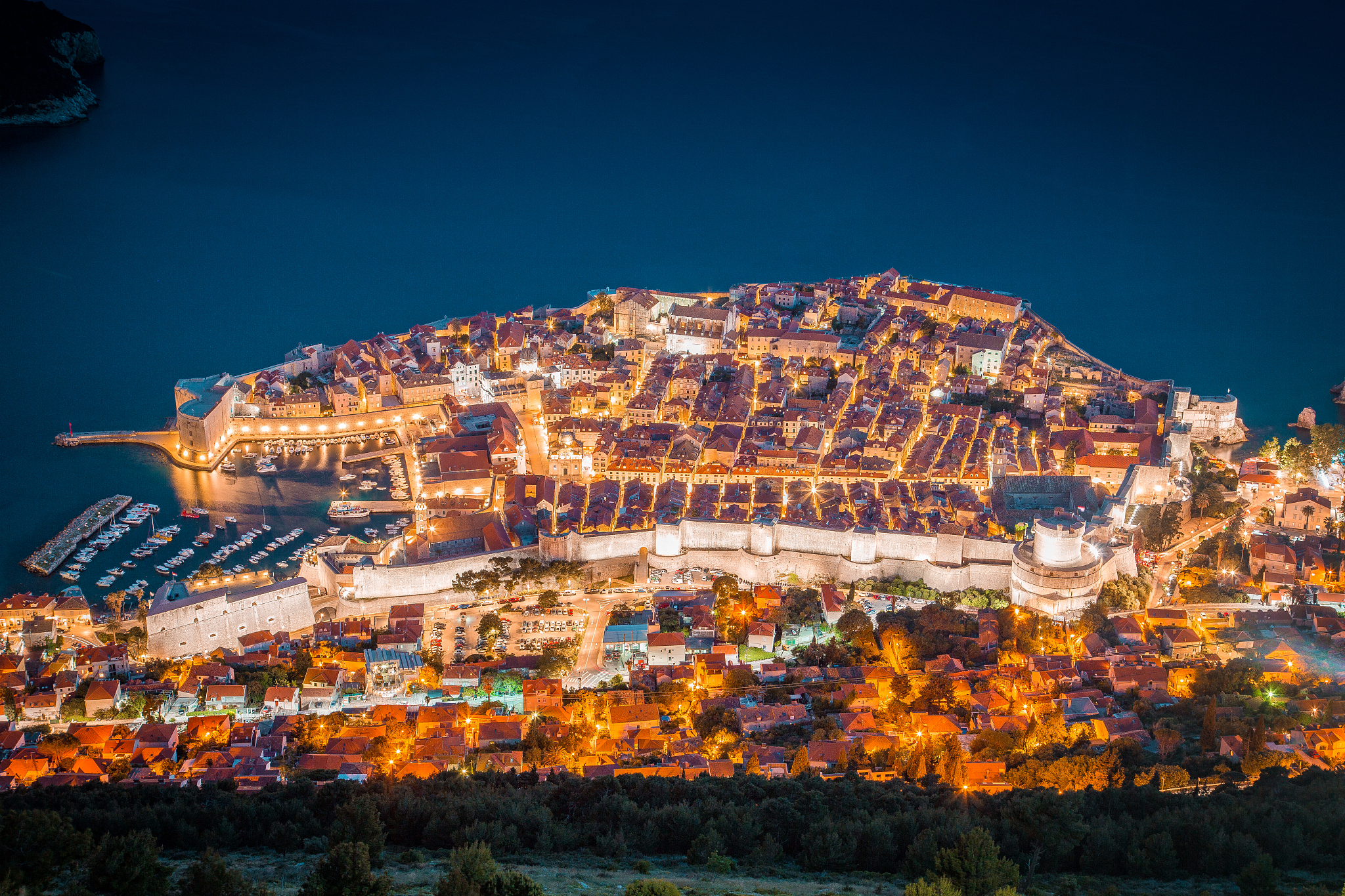 old town of dubrovnik at twilight, dalmatia, croatia
