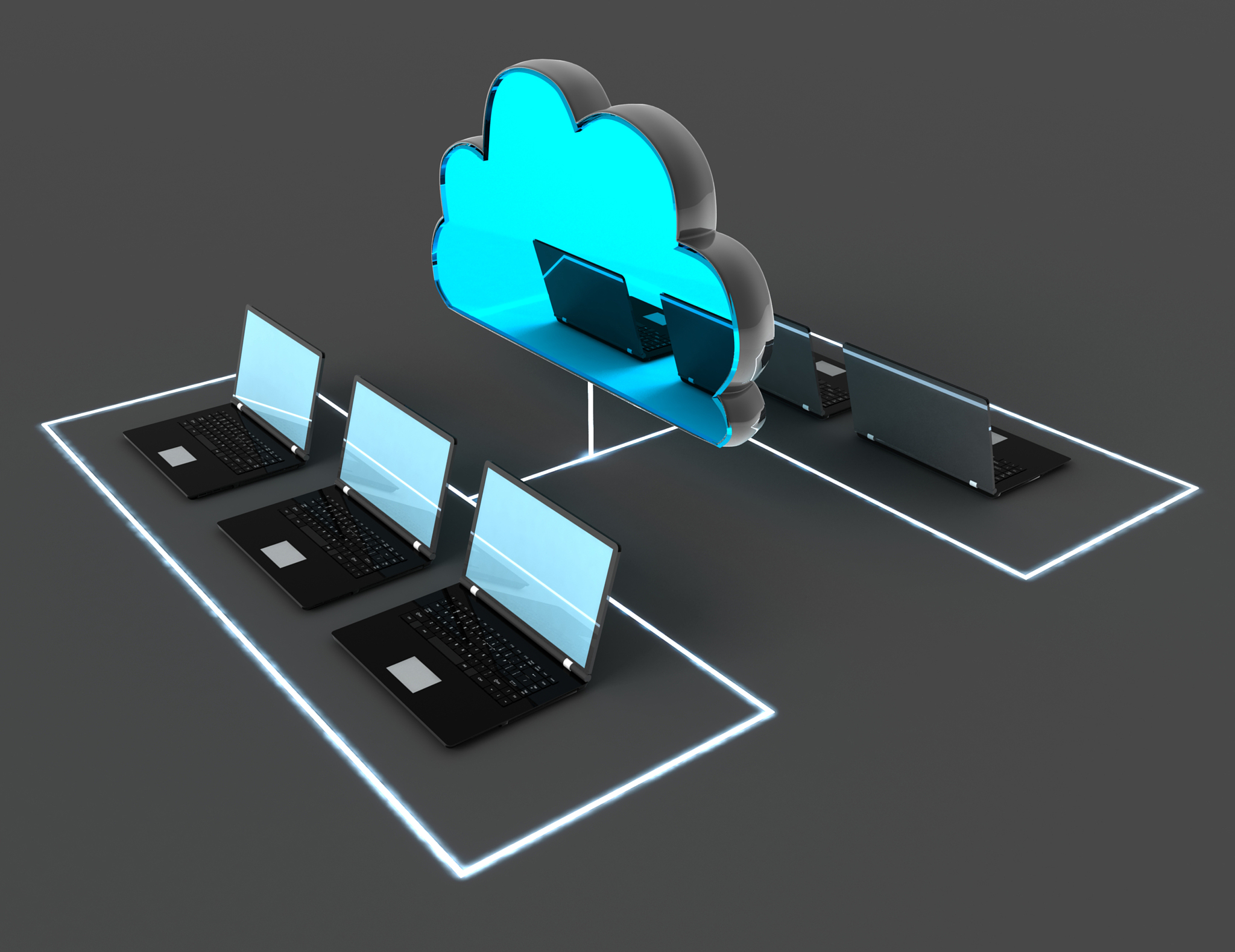 3d laptop and cloud.