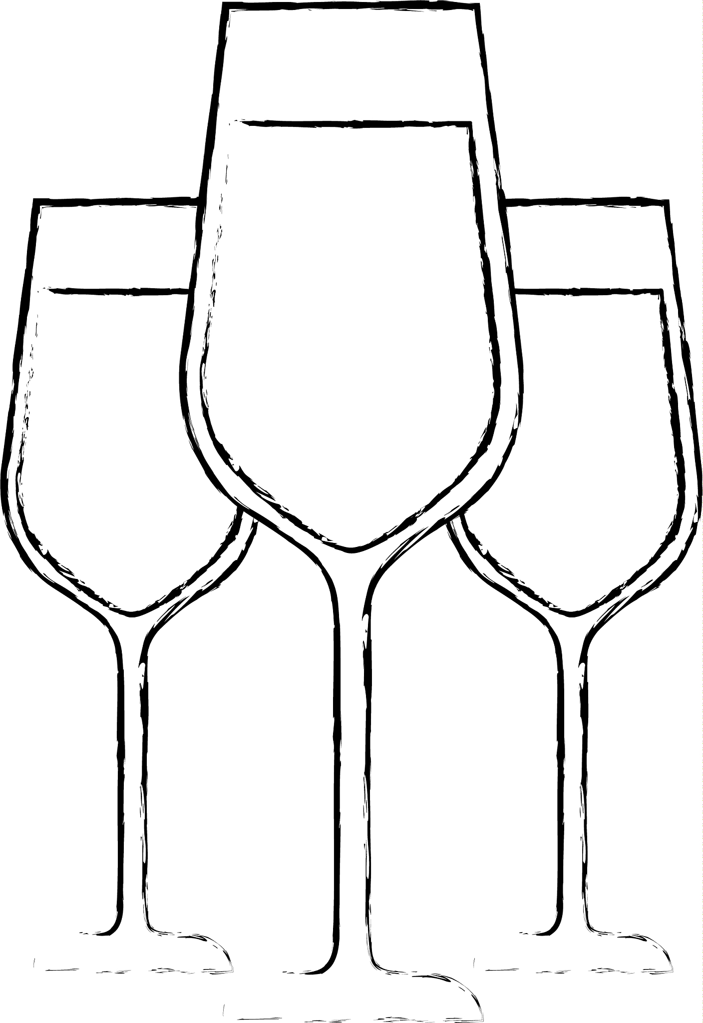 three glasses with champagne alcohol liquid