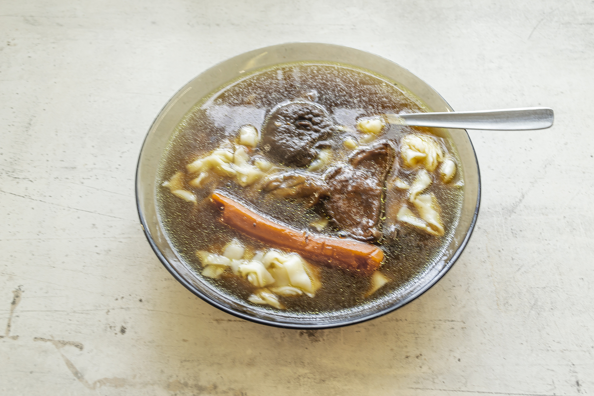 dried mushroom soup with dumplings.