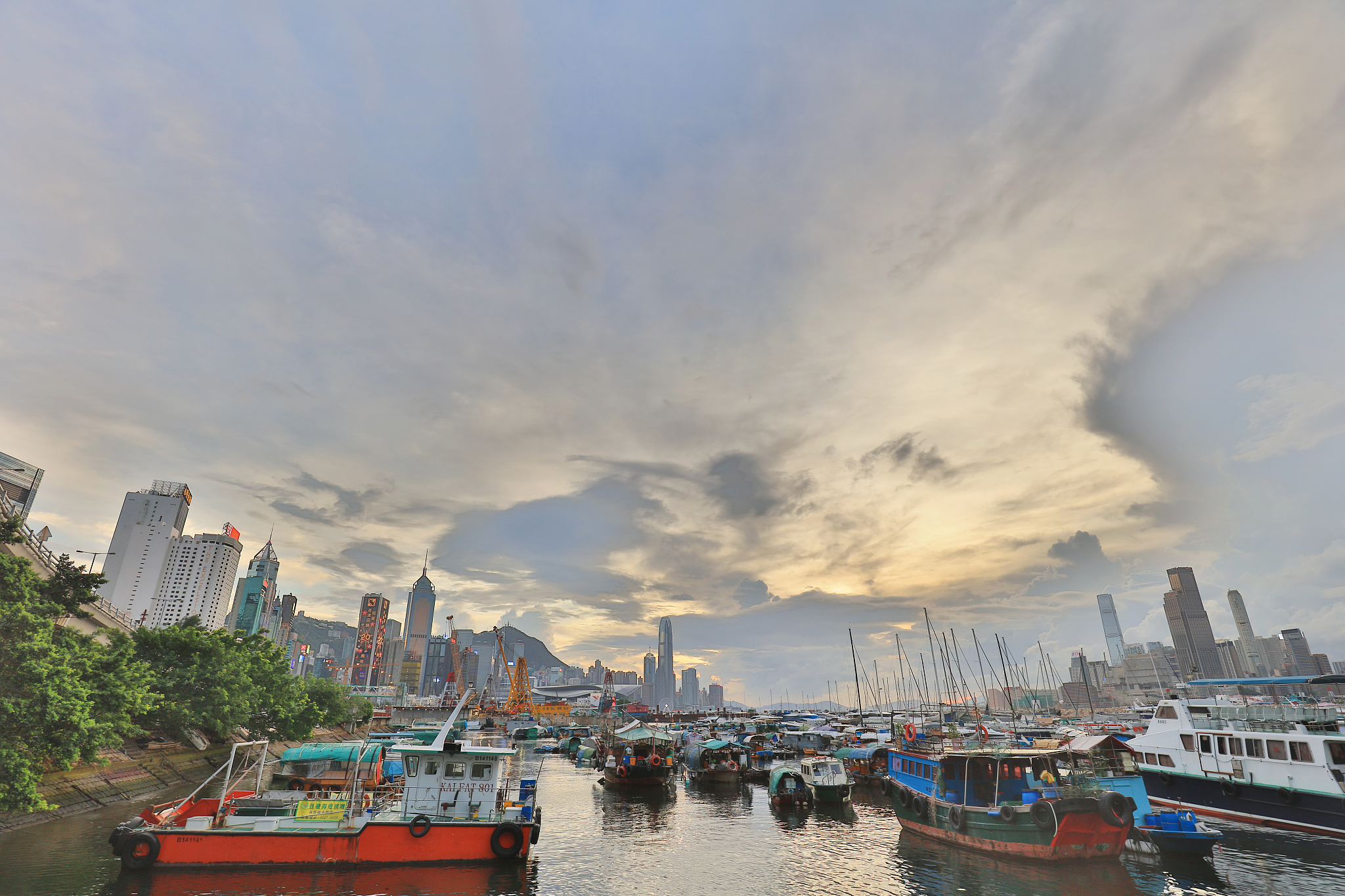 the victoria harbour towards tsti from cwb