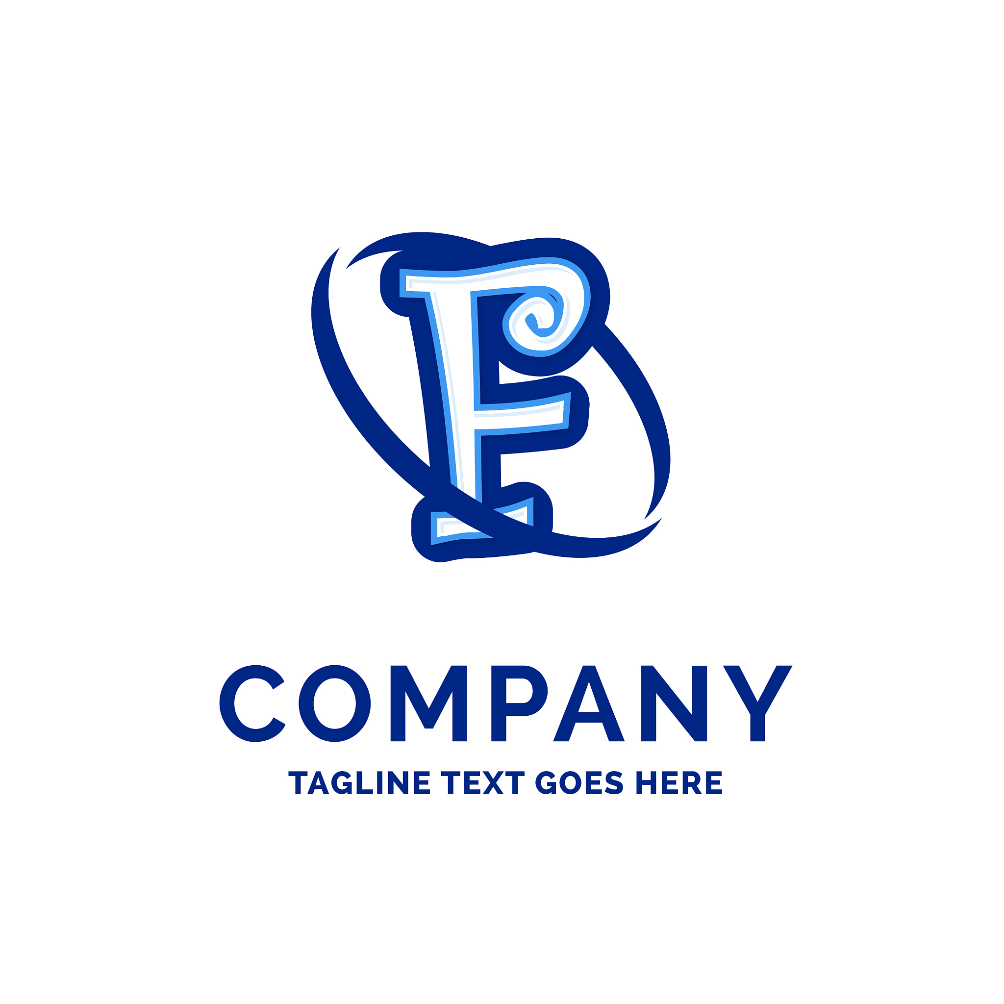 f company name design blue logo design