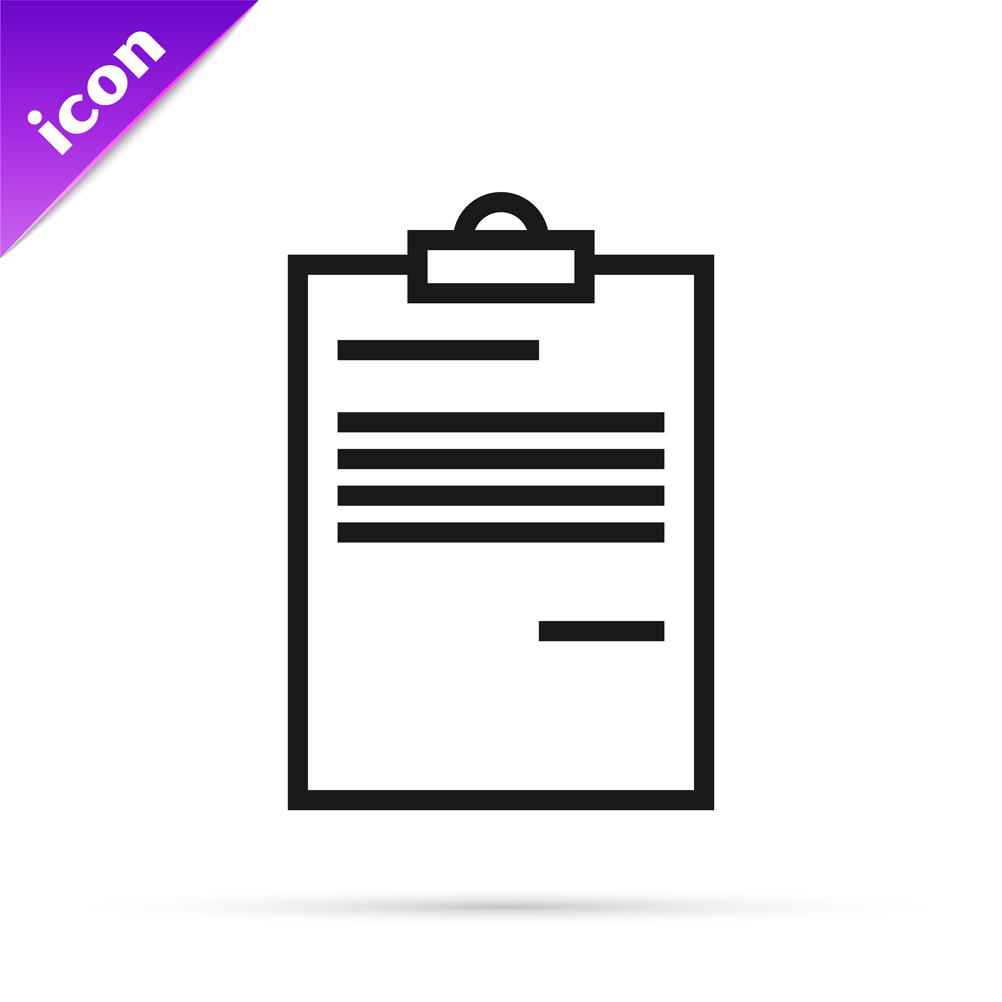 black line document icon isolated on white