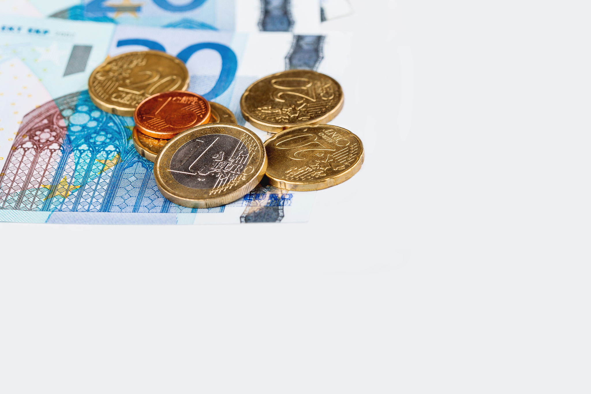 euro coins and banknotes. european money, official currency of 1