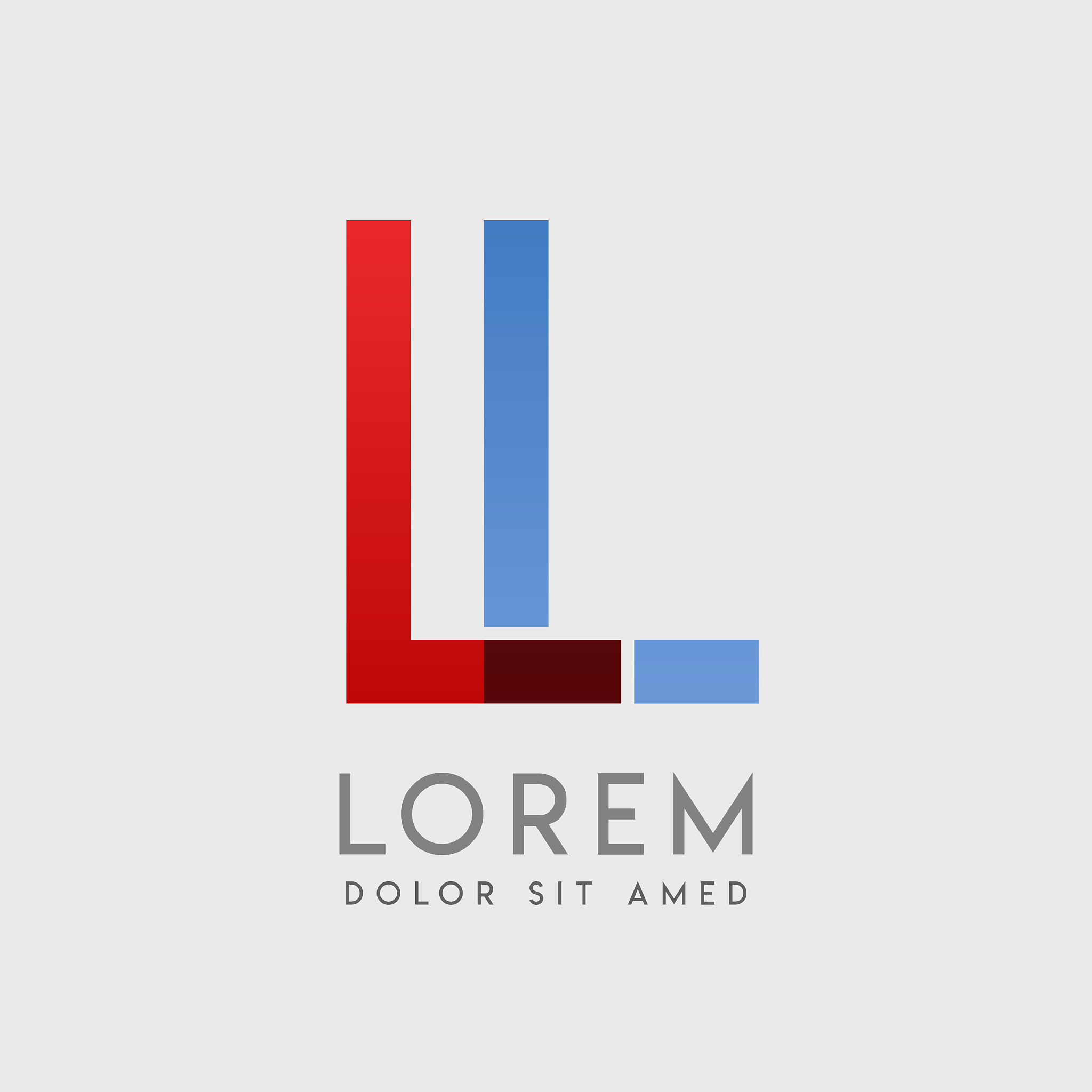 ll logo letters with blue and red gradation