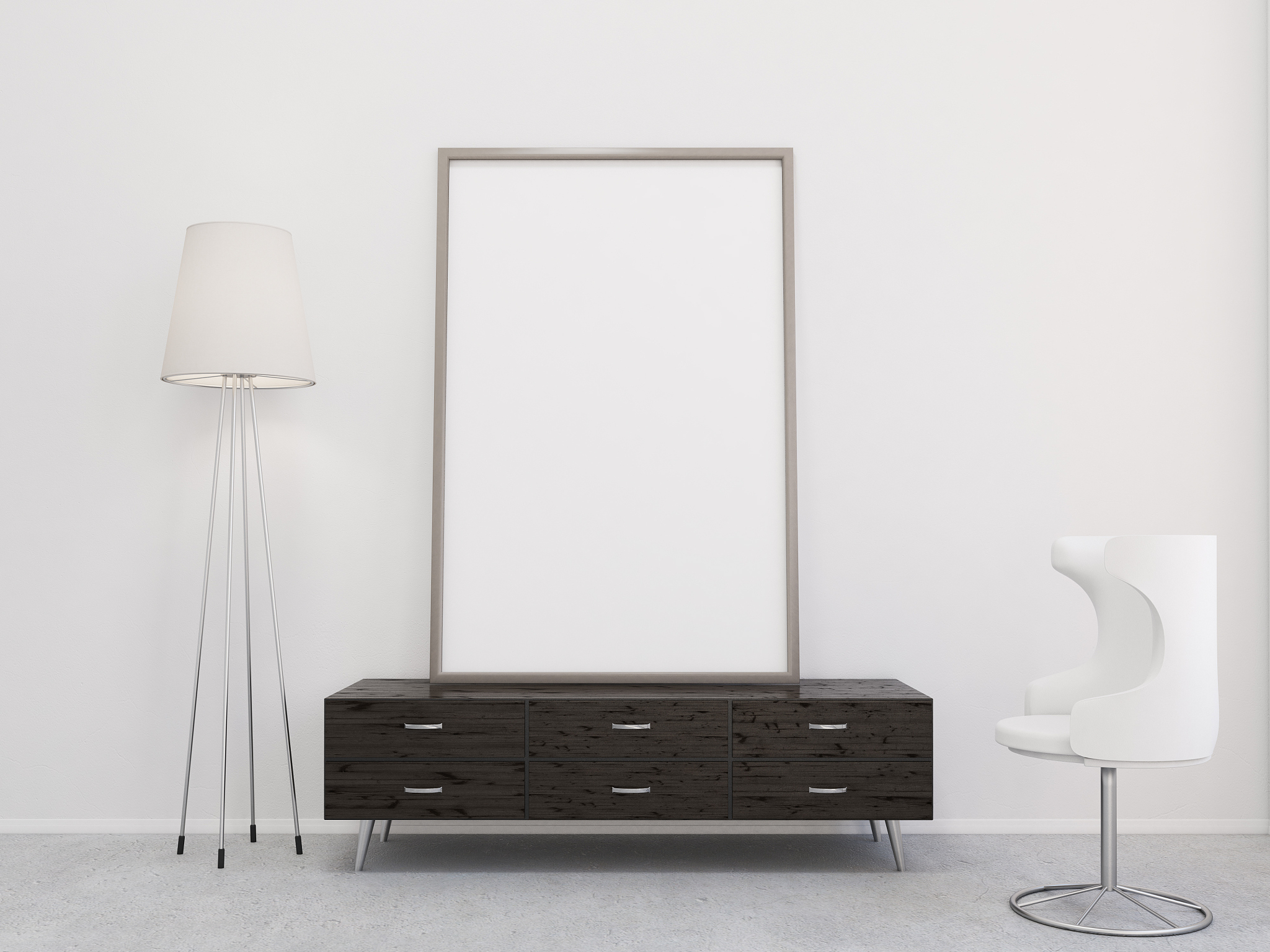 blank frame on the chest of drawers