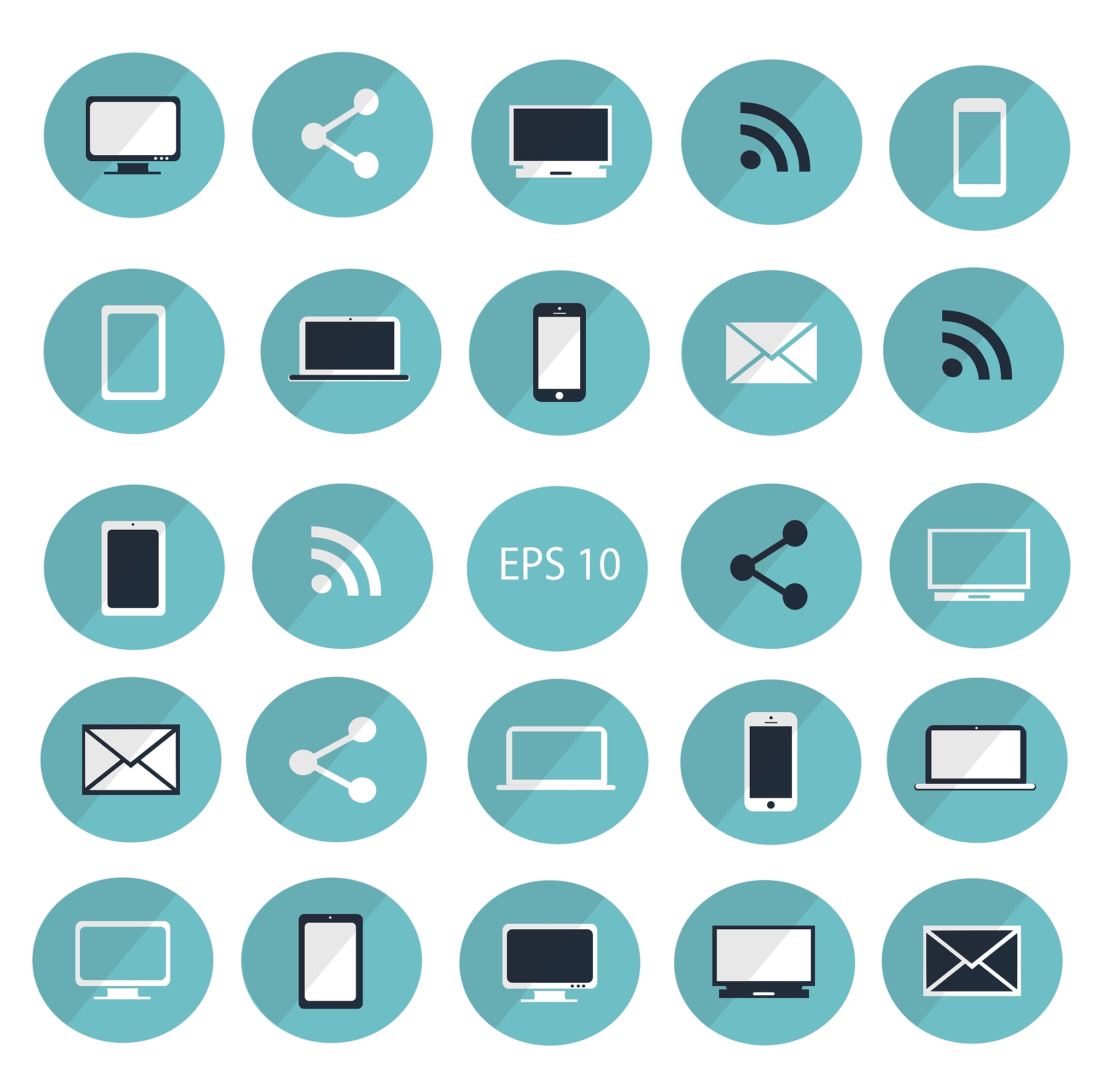 set of digital devices icons blue