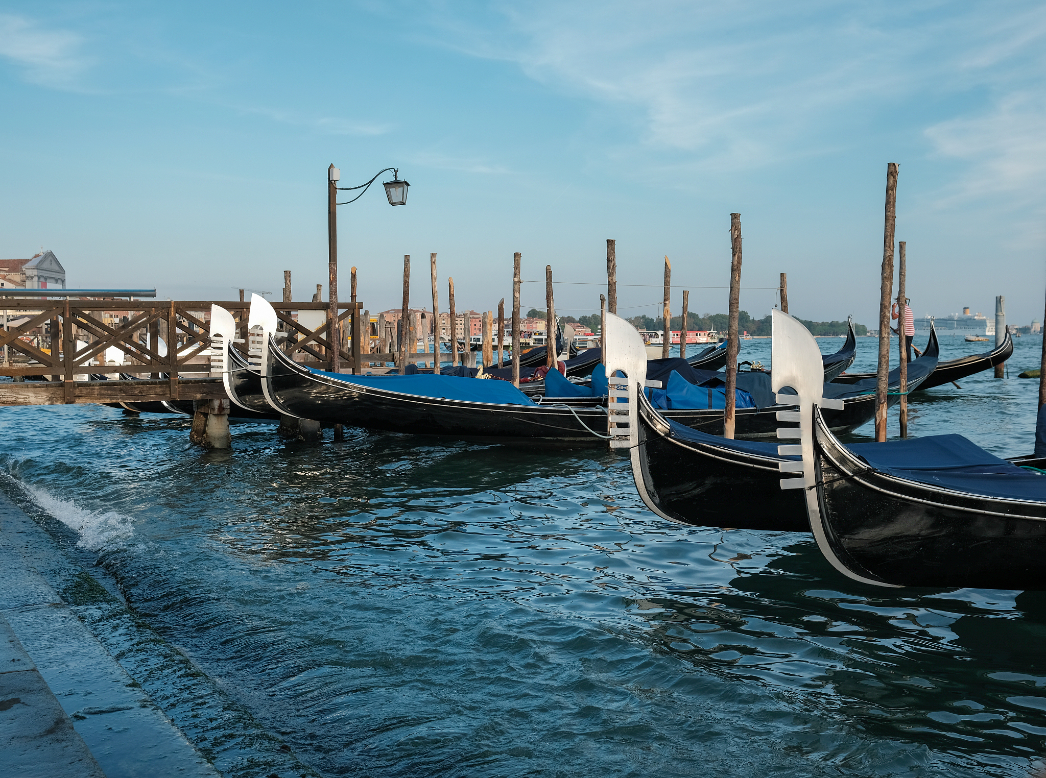 gondolas on the dock in venice