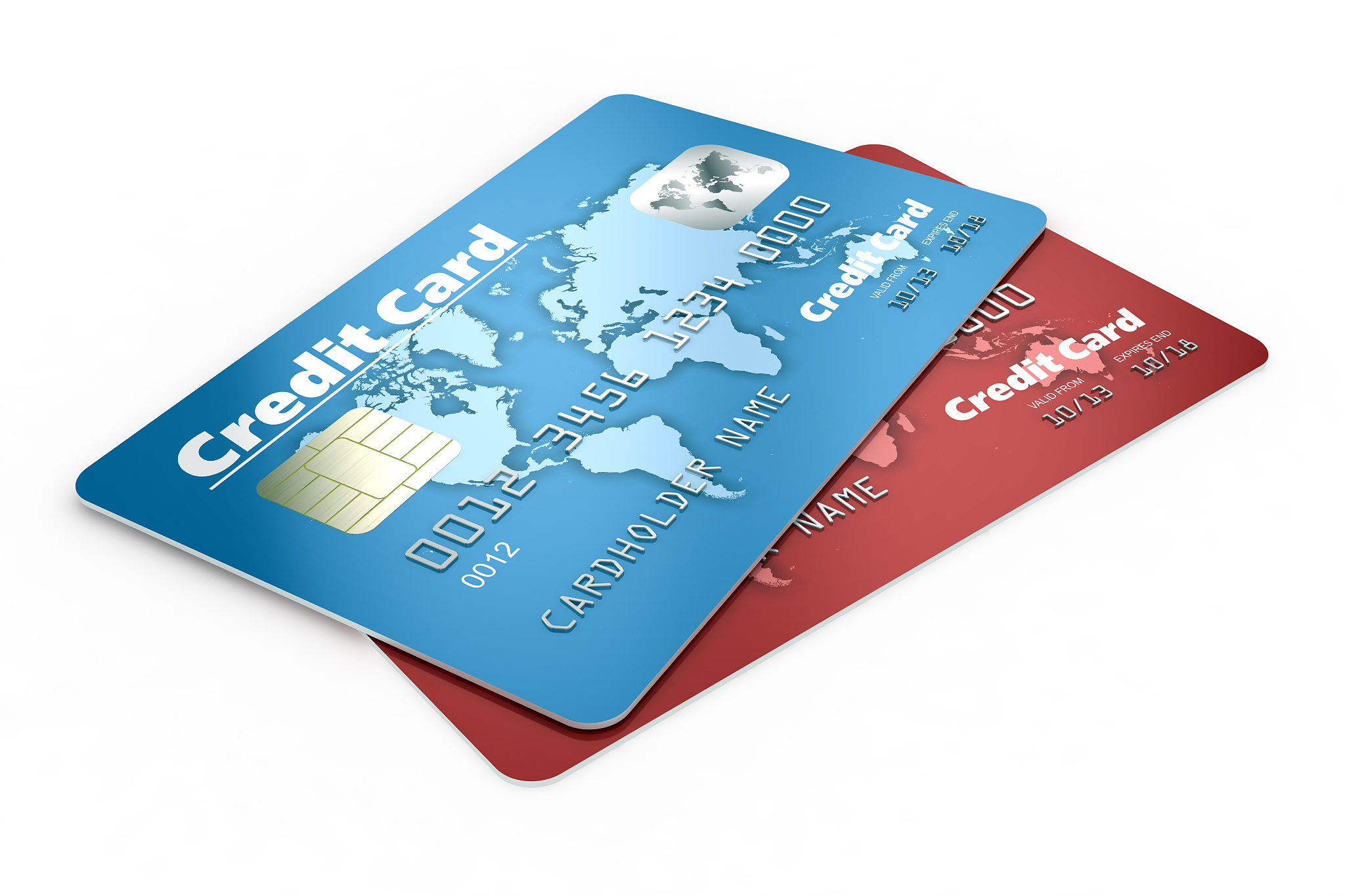 credit cards isolated on white background