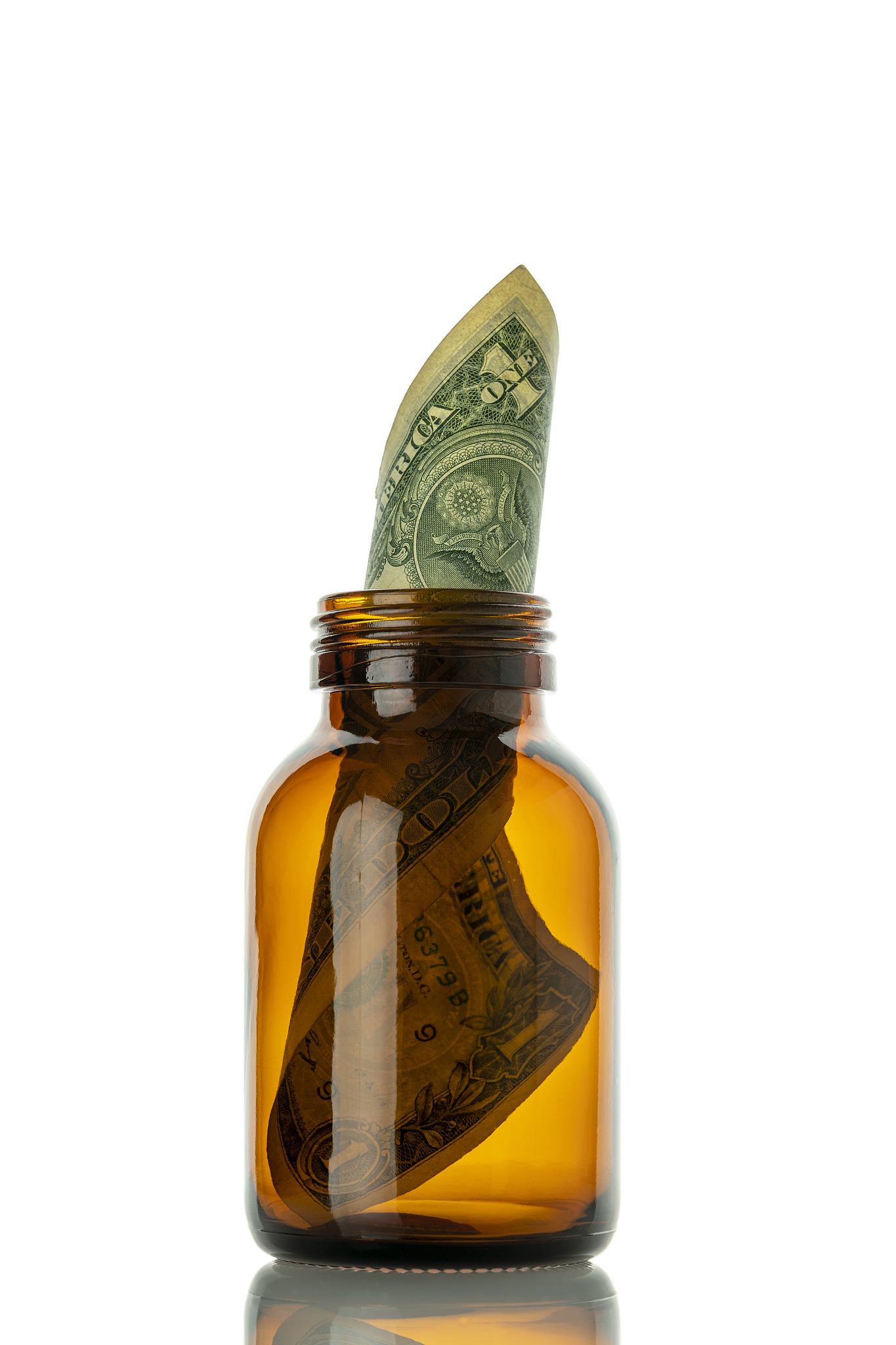 one dollar bill in a bottle