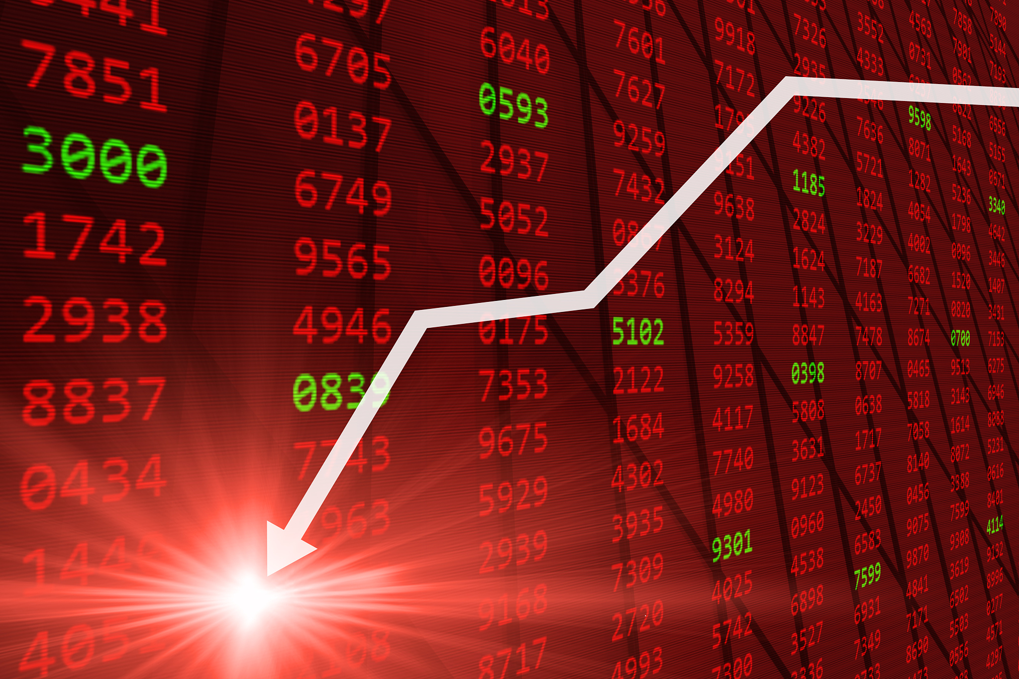 stock market - falling stock prices drop down from global econom
