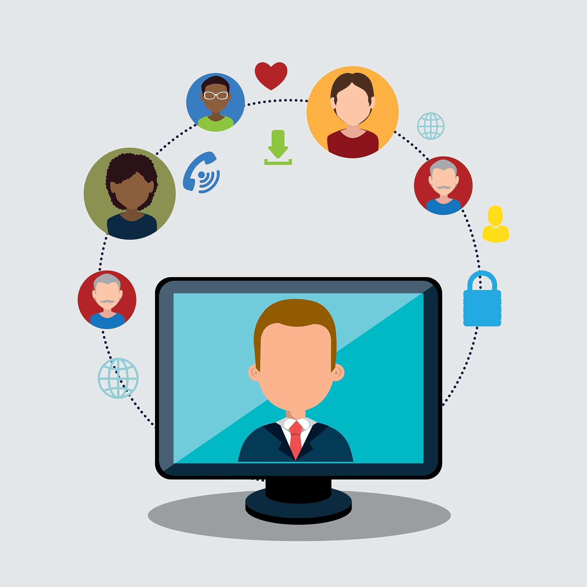 monitor computer and social media icon