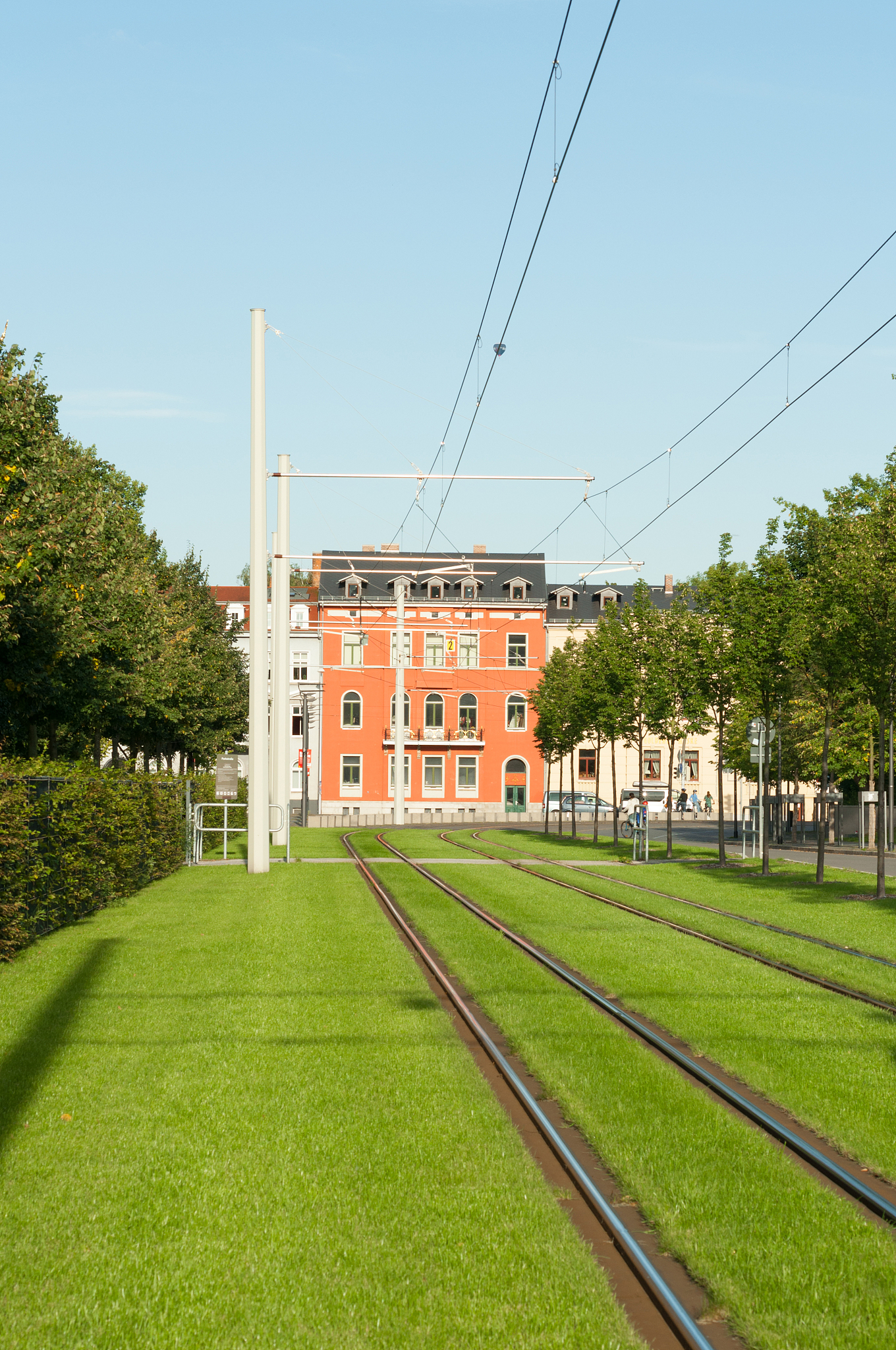 tram near the theater in gera district untermhaus - germany thur