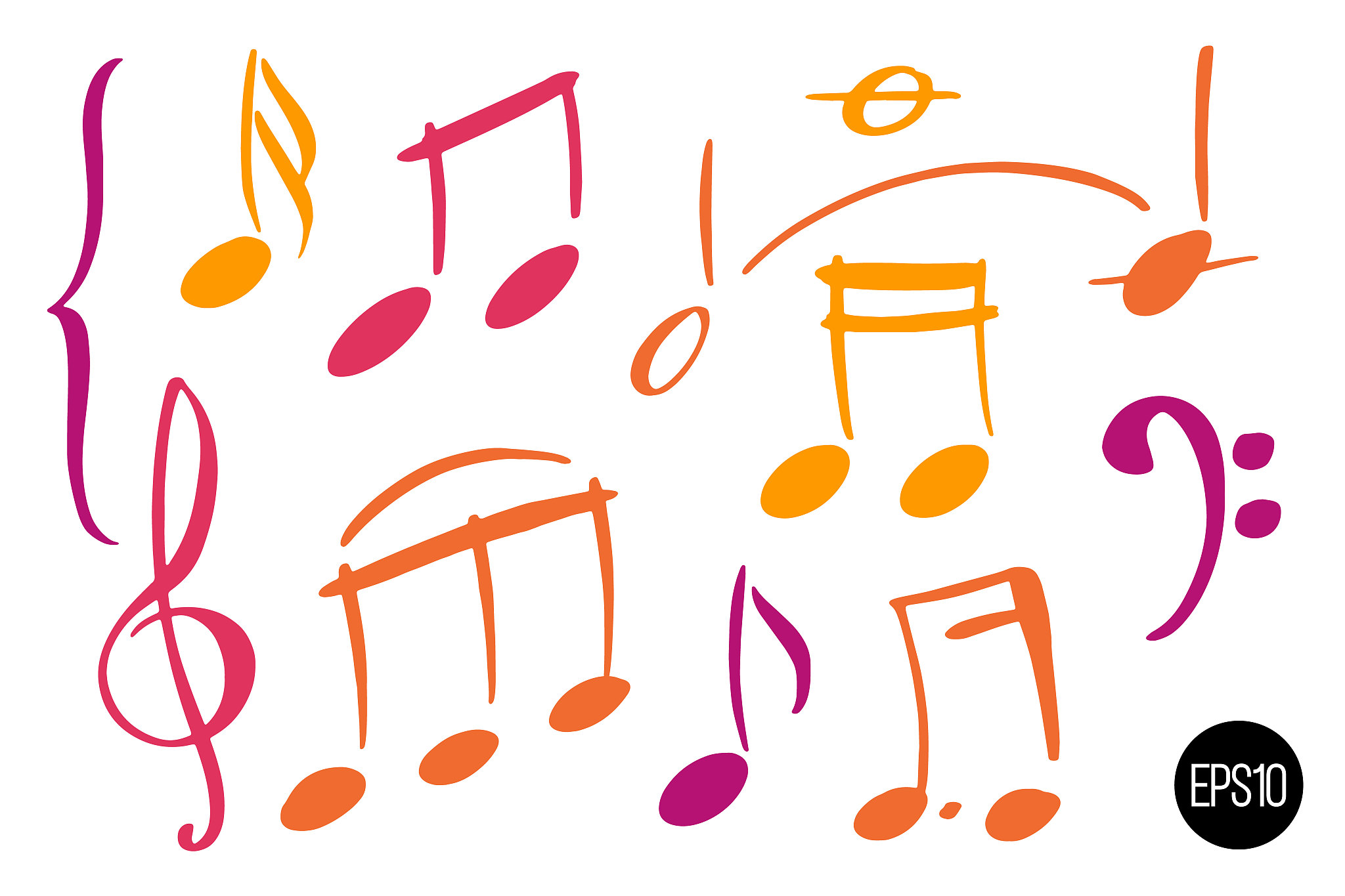 music notes design elements in doodle style. sheet music illustr