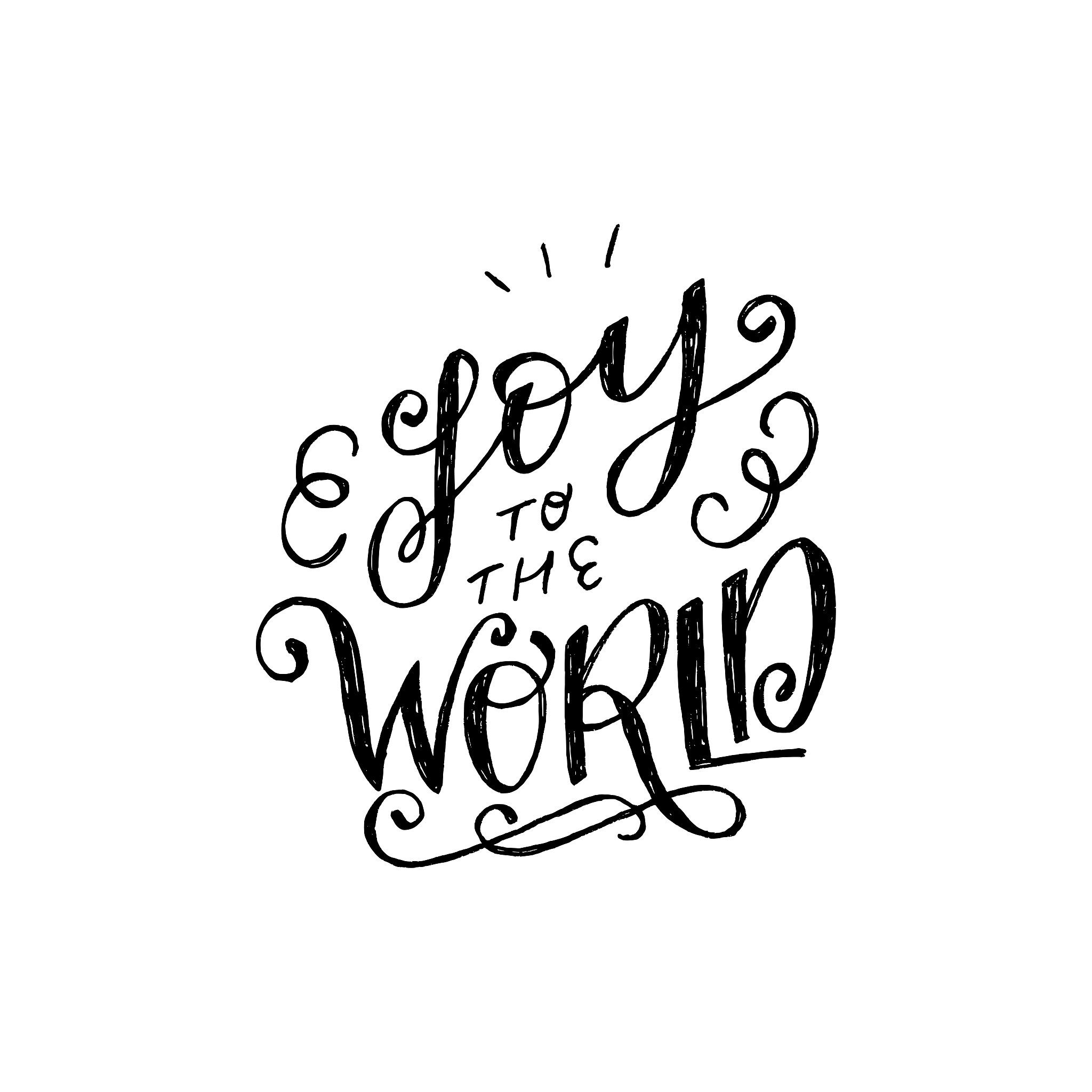 joy to the world hand lettering phrase