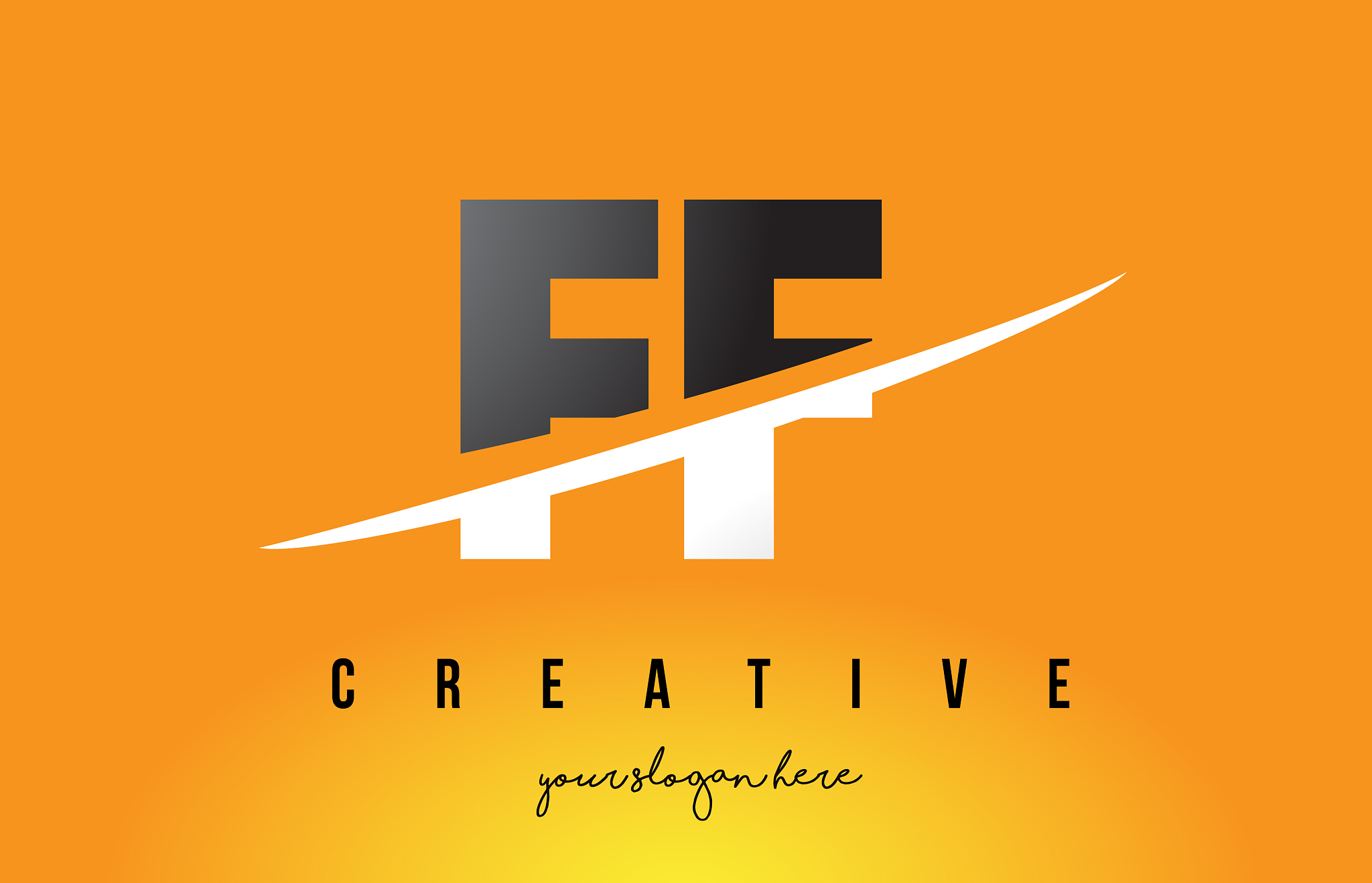 ff f f letter modern logo design with yellow