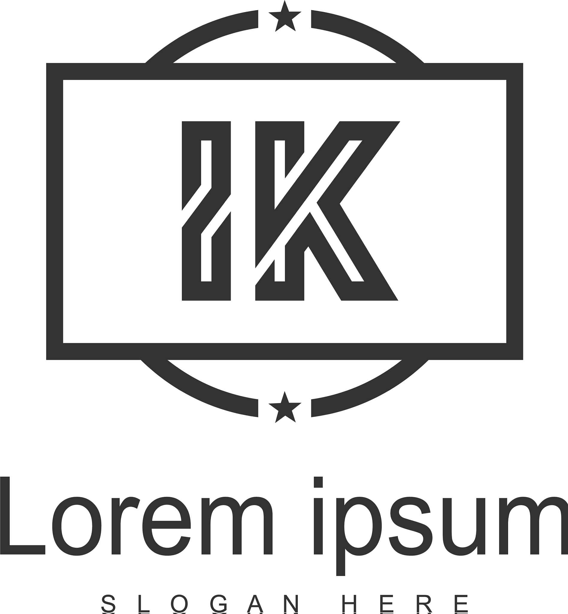 initial ik logo template with modern frame