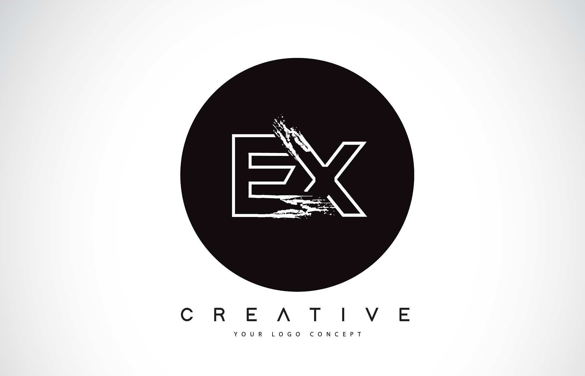 ex modern leter logo design with black and white