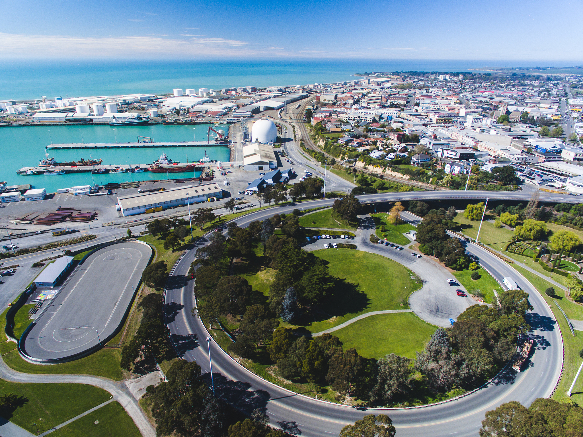 overlooking timaru, canterbury, south island, new zealand.
