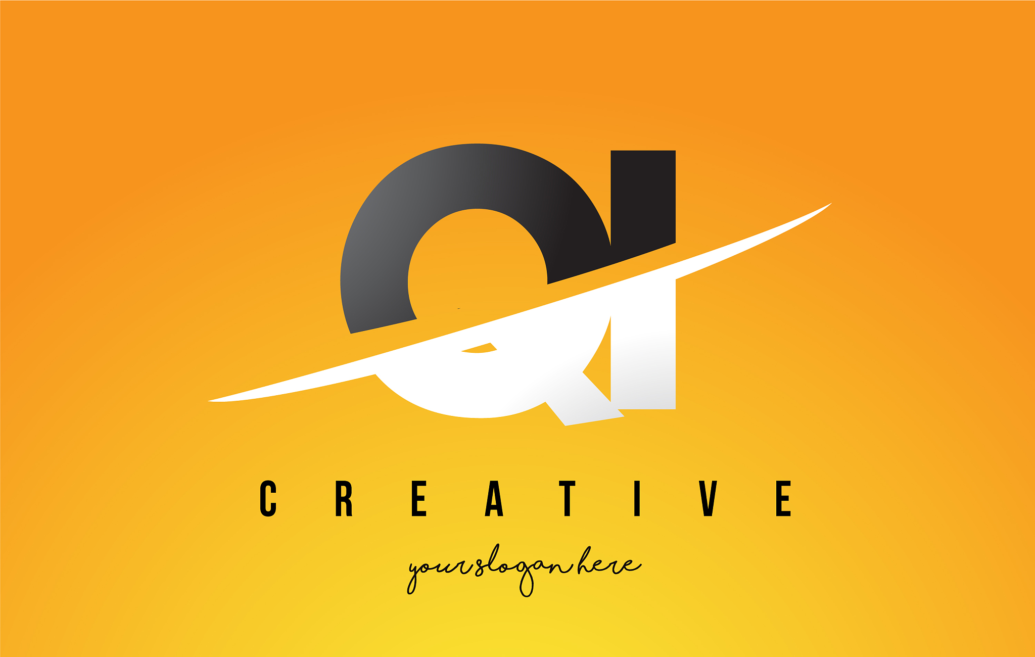 qi q i letter modern logo design with yellow
