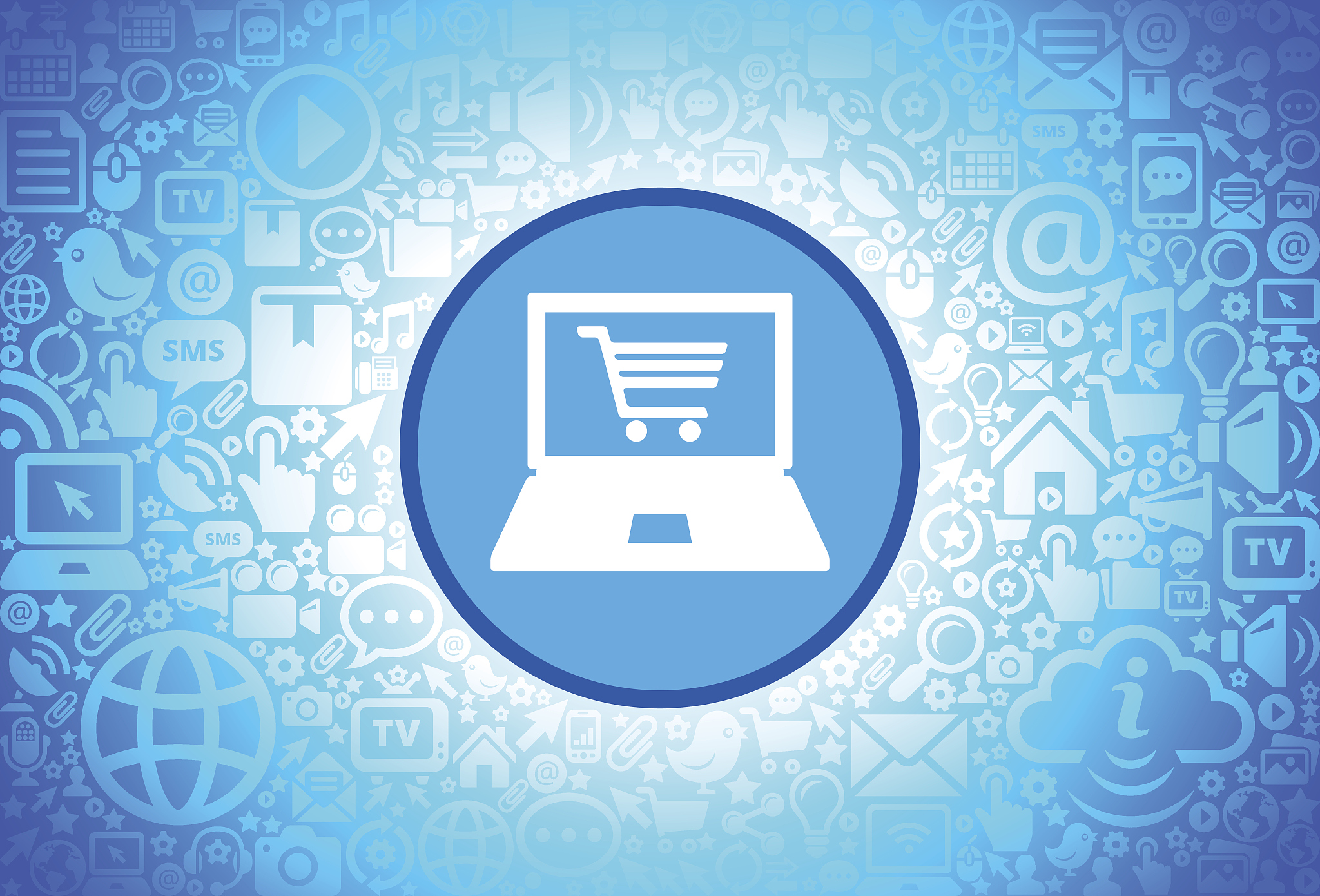 online shopping  icon on internet technology background