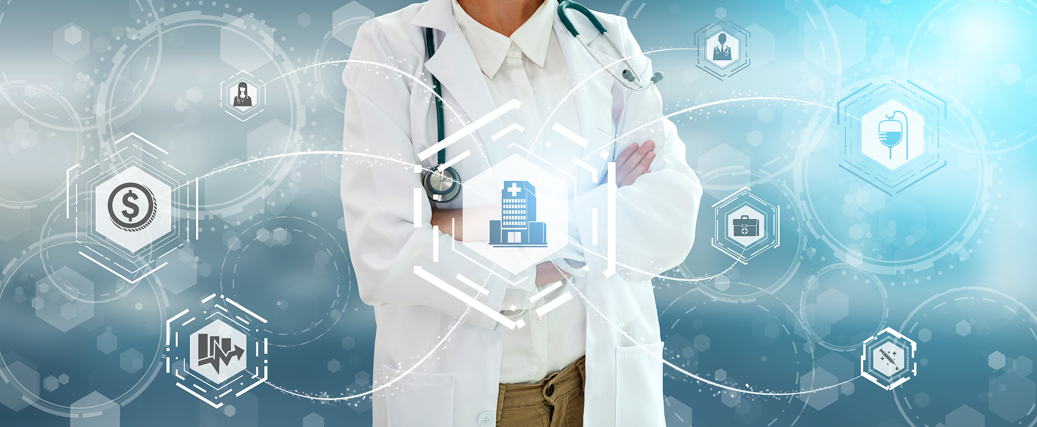 health insurance concept - doctor in hospital with health insura