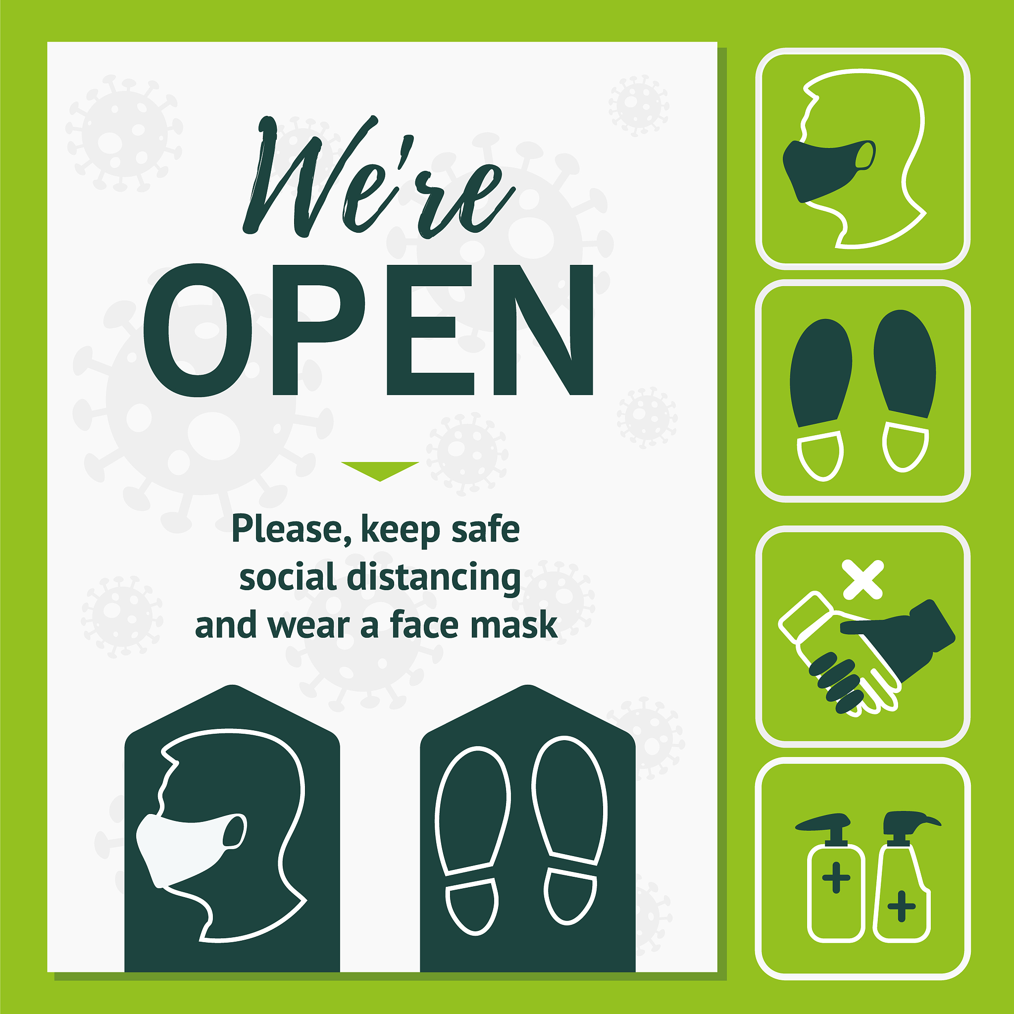 poster were open. set green stickers for public places where the