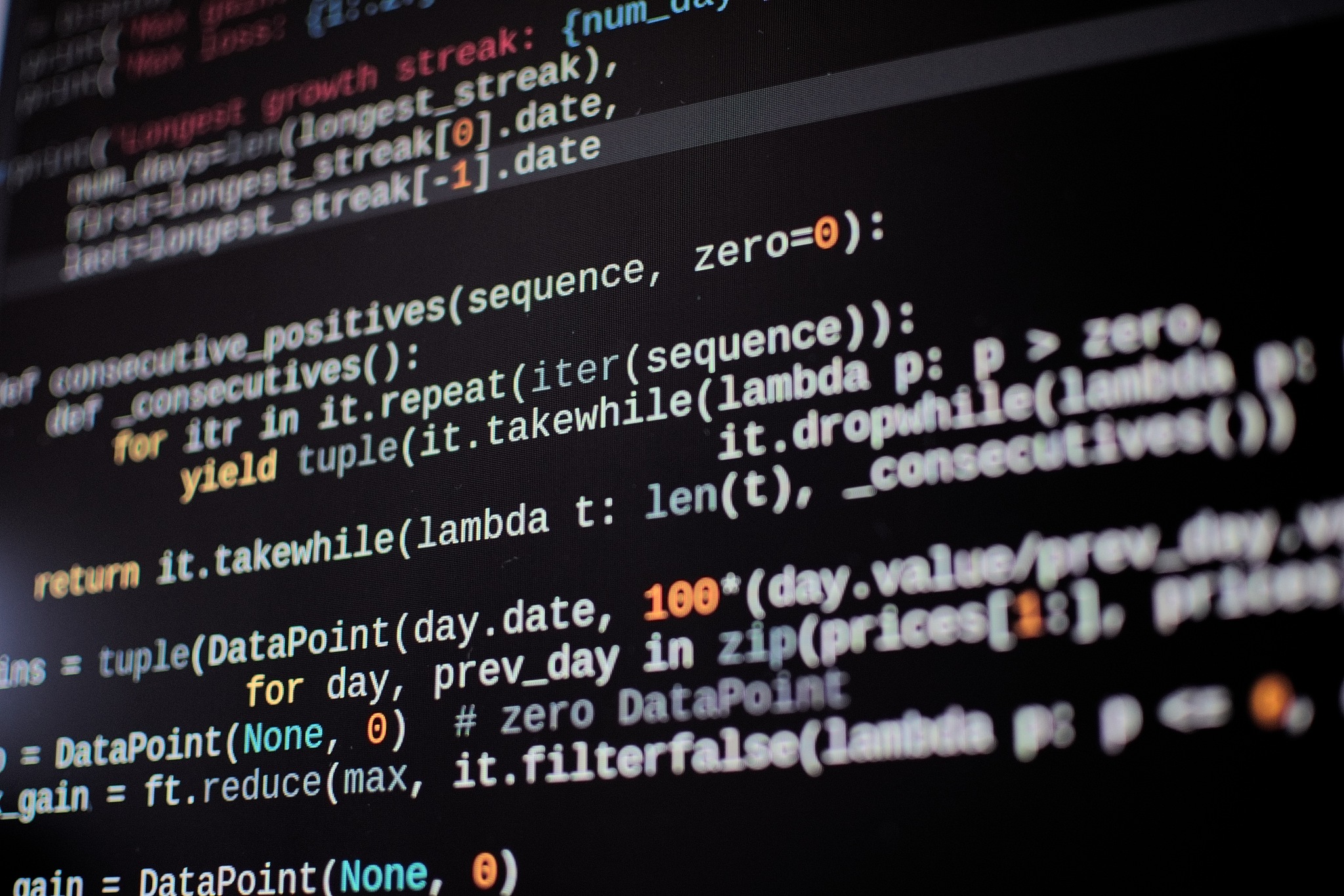 programming code on a computer screen