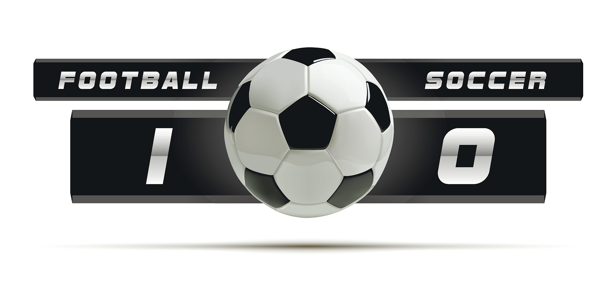 soccer or football white banner with 3d ball and scoreboard on w