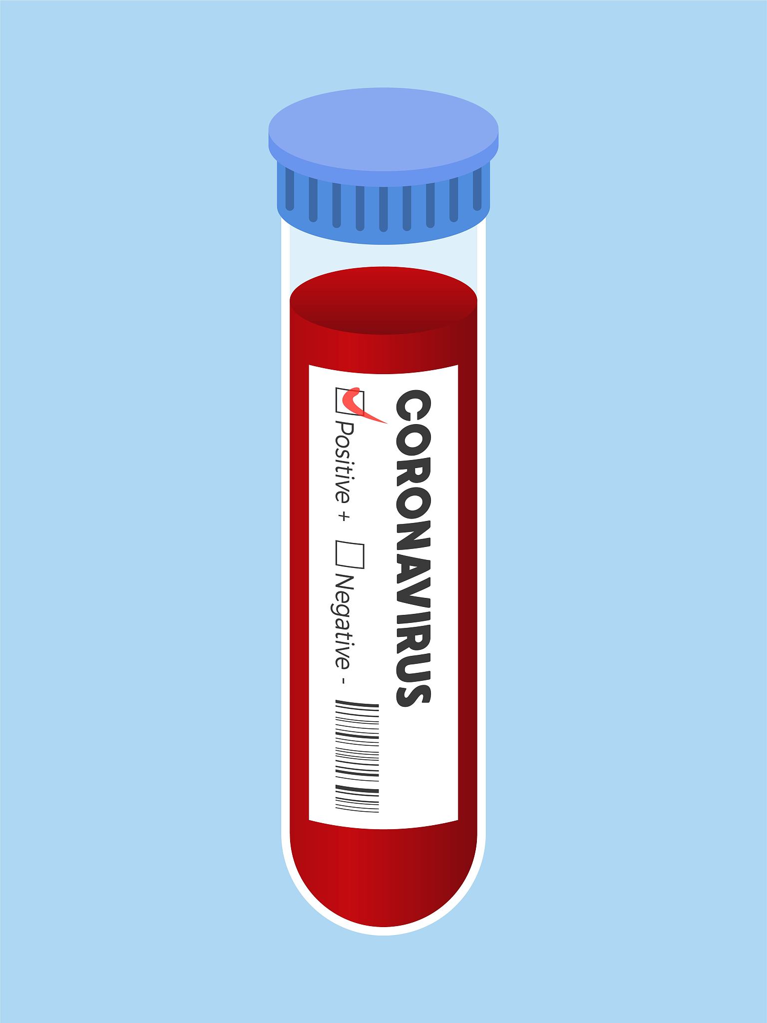 blood sample test tube, positive coronavirus vector