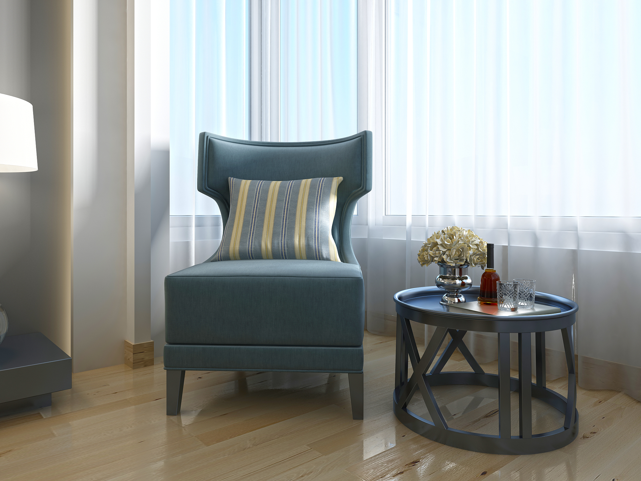 luxurious lounge chair turquoise living room.