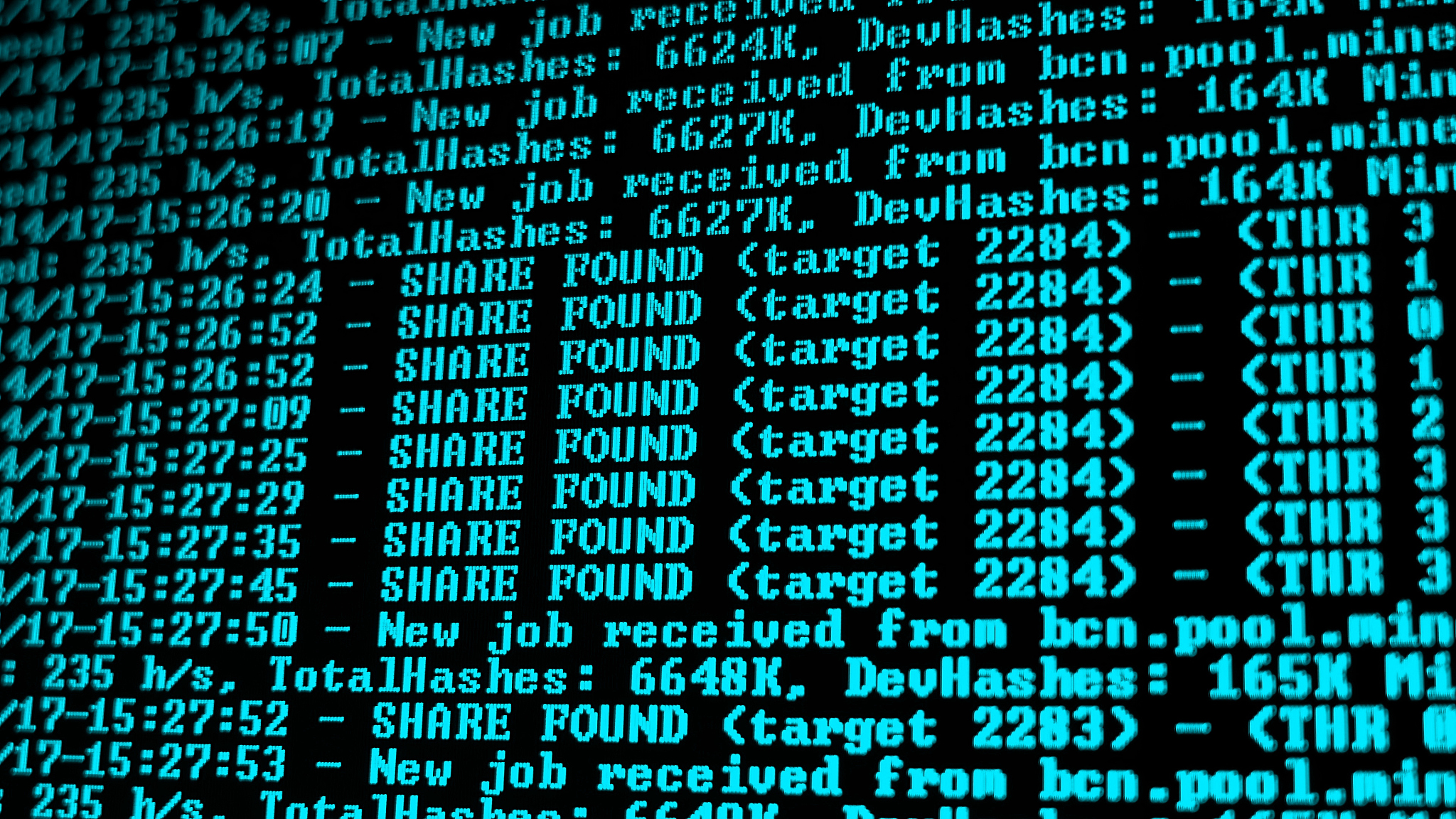 mining cryptocurrency process program on display pc. using softw